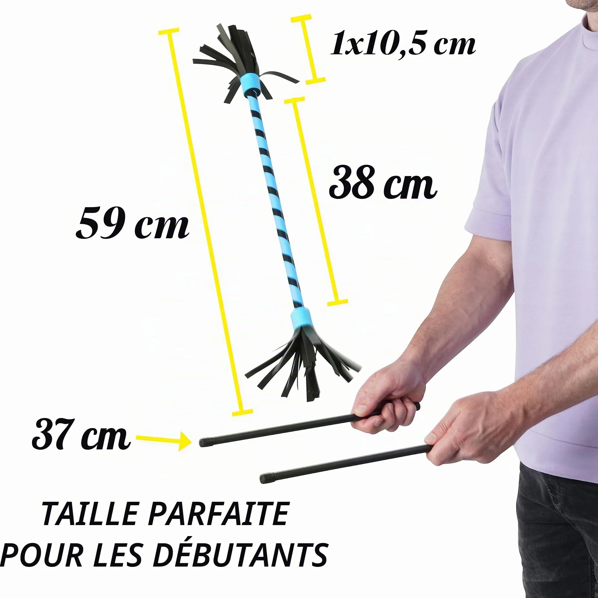 Diabolo Freizeitsport Flowerstick Basic turquoise - Bâton fleur réactif aux UV avec deux bâtons en fibre de verre pour débutants