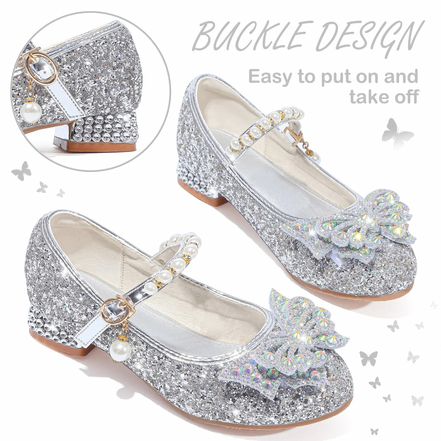 Chaussure Princesse Fille Talon Paillettes Chaussures Danse Enfant Déguisement Cosplay Mariage
