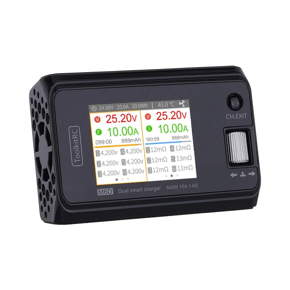 Chargeur d'équilibrage de batterie LiPo pour ToolkitRC M6D 500 W 15 A DC Dual Channel Chargeur Déchargeur pour batterie Lipo 1-6S modèle FPV