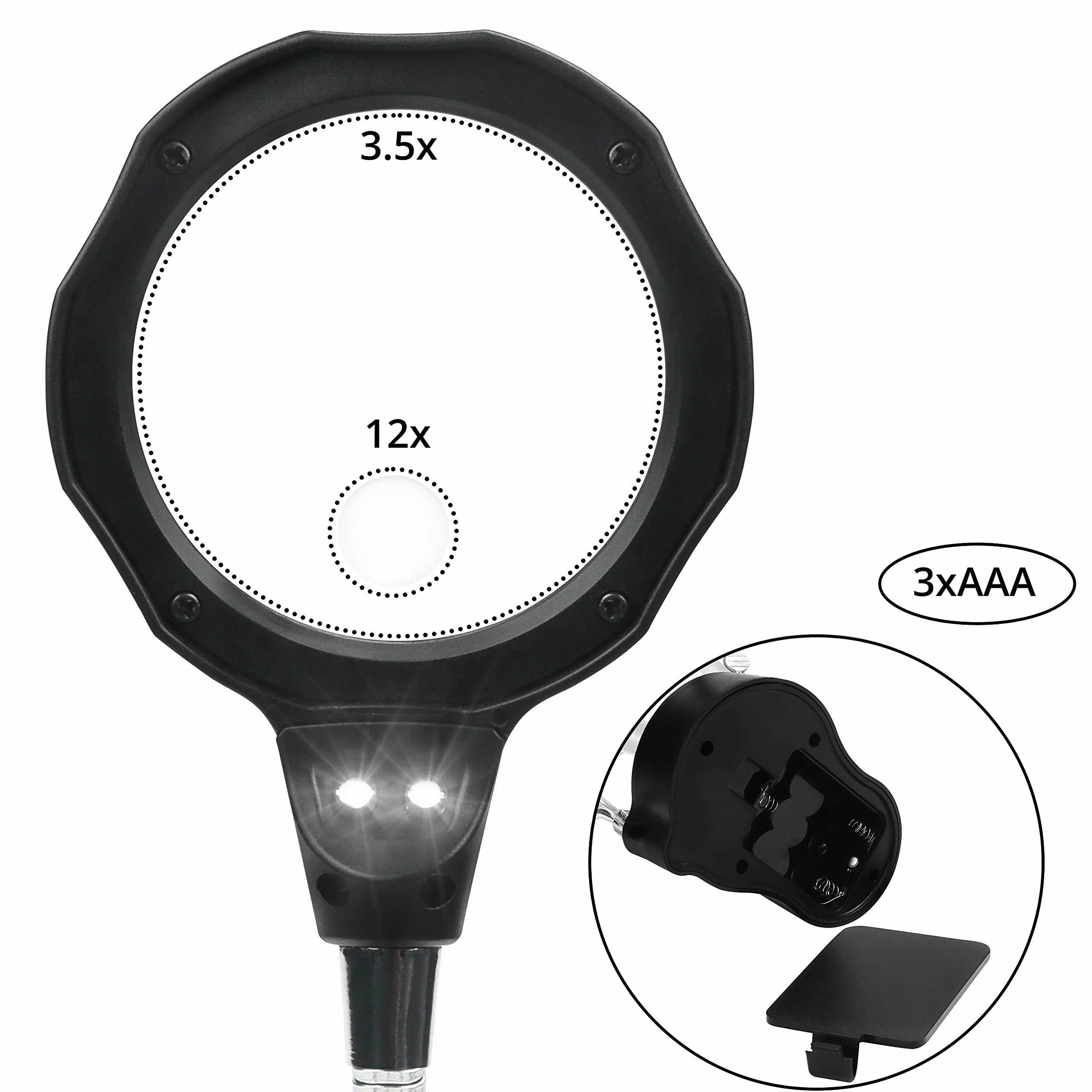 Kurtzy Troisieme Main Maquette avec Lampe Etabli LED Loupe 3,5X 12X Support Fer à Souder Ajustable Pinces Crocodiles Réparation Bijoux Électroniques