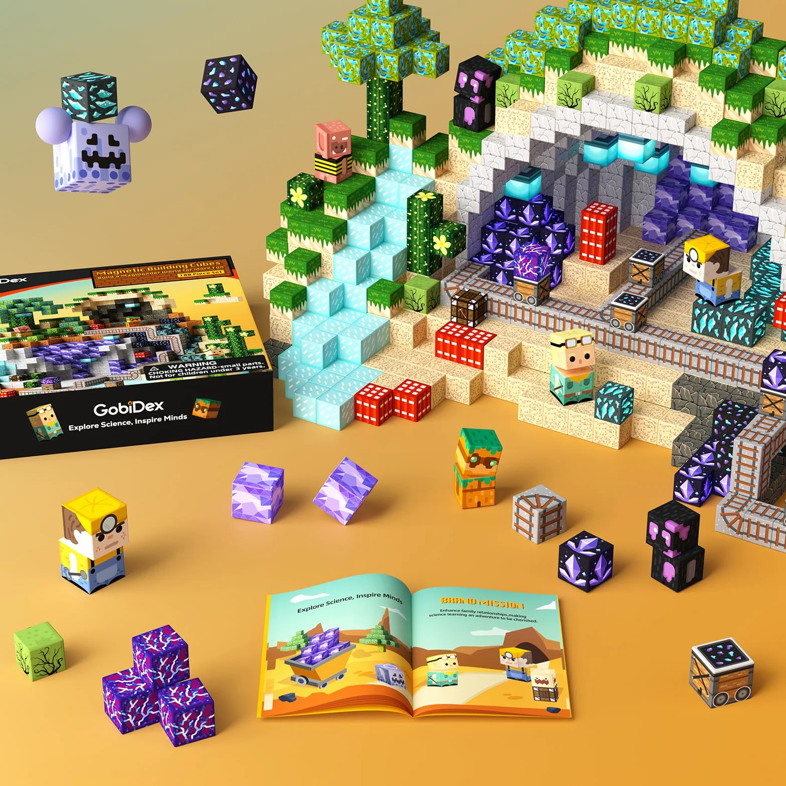 GobiDex 100PCS MagWonder Blocs Construction Magnétiques Enfants, Jouet Sensoriel à Empiler, Cadeau 3+
