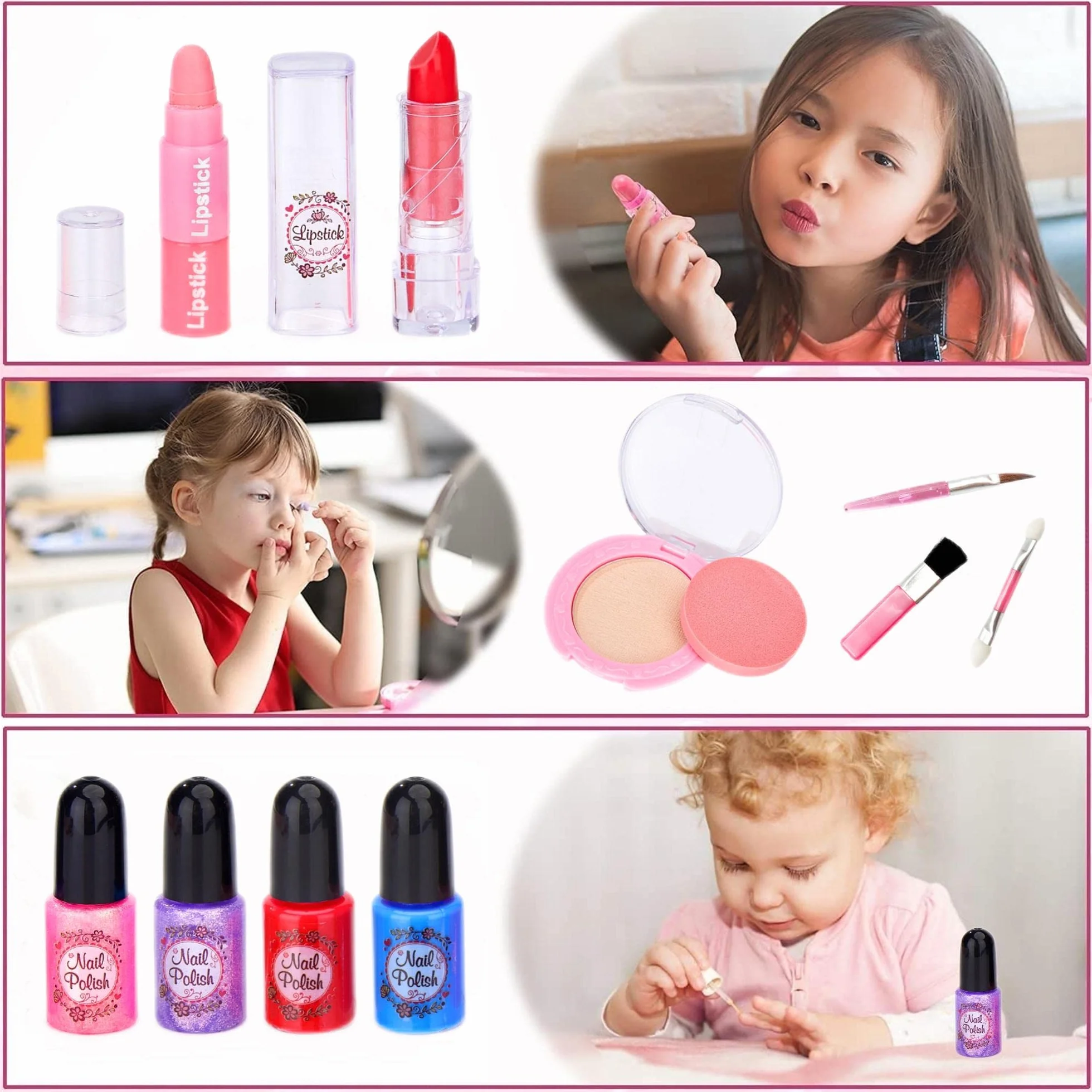 Chennyfun Maquillage Enfant Jouet Filles, 53 Pcs Lavable Malette Maquillage, Valise Beauté pour Enfant, Cadeau Anniversaire Fille 3-7 Ans