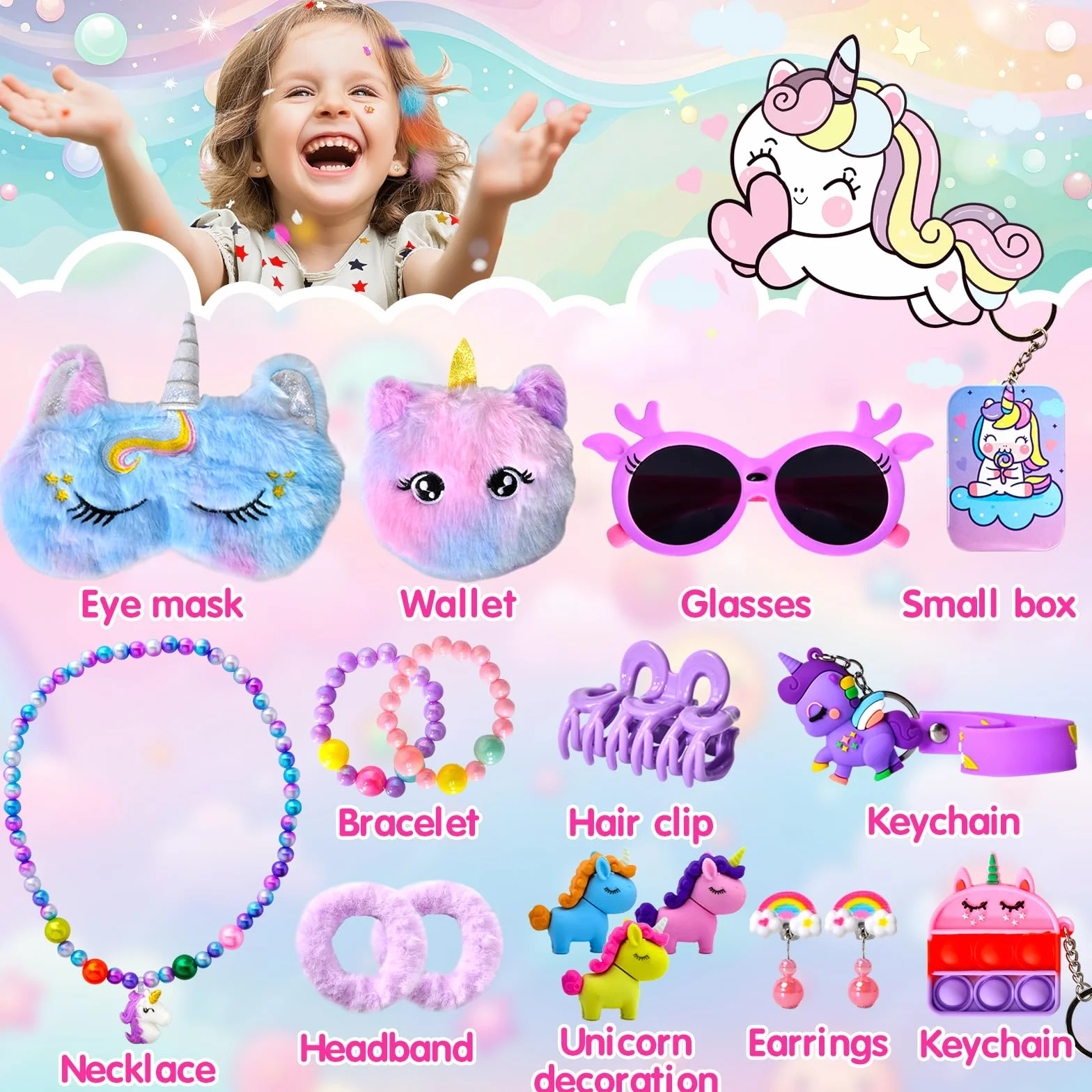 Calendrier de l'Avent Licorne Fille 2025, Calendrier de Noël à Rebours 24 Jours Cadeaux Surprises Bijoux Jouets