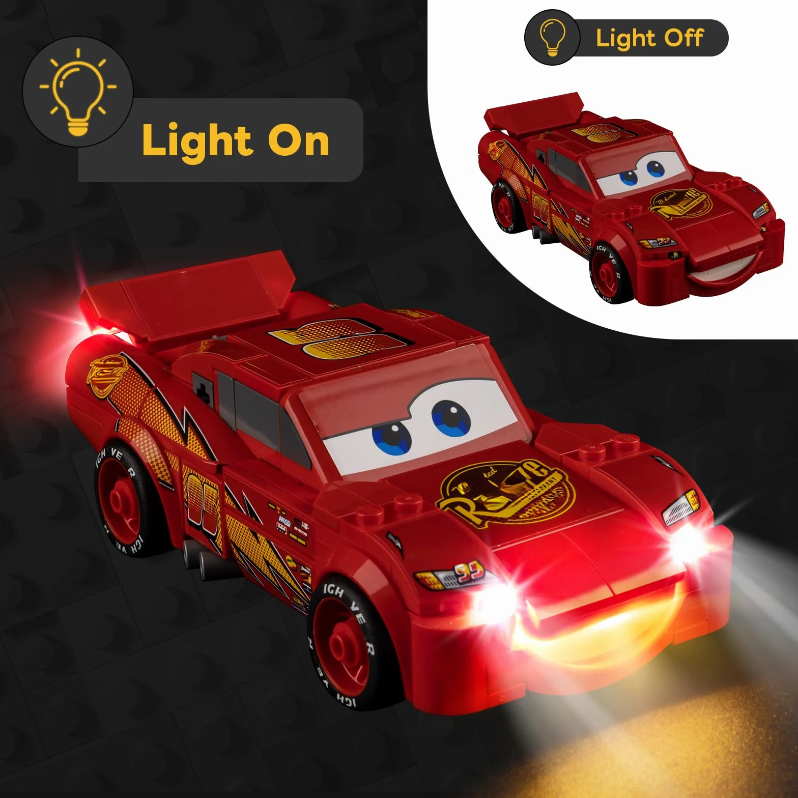 Kit d'éclairage LED Compatible Lego Speed Champions Flash McQueen 77255 Blocs de Construction