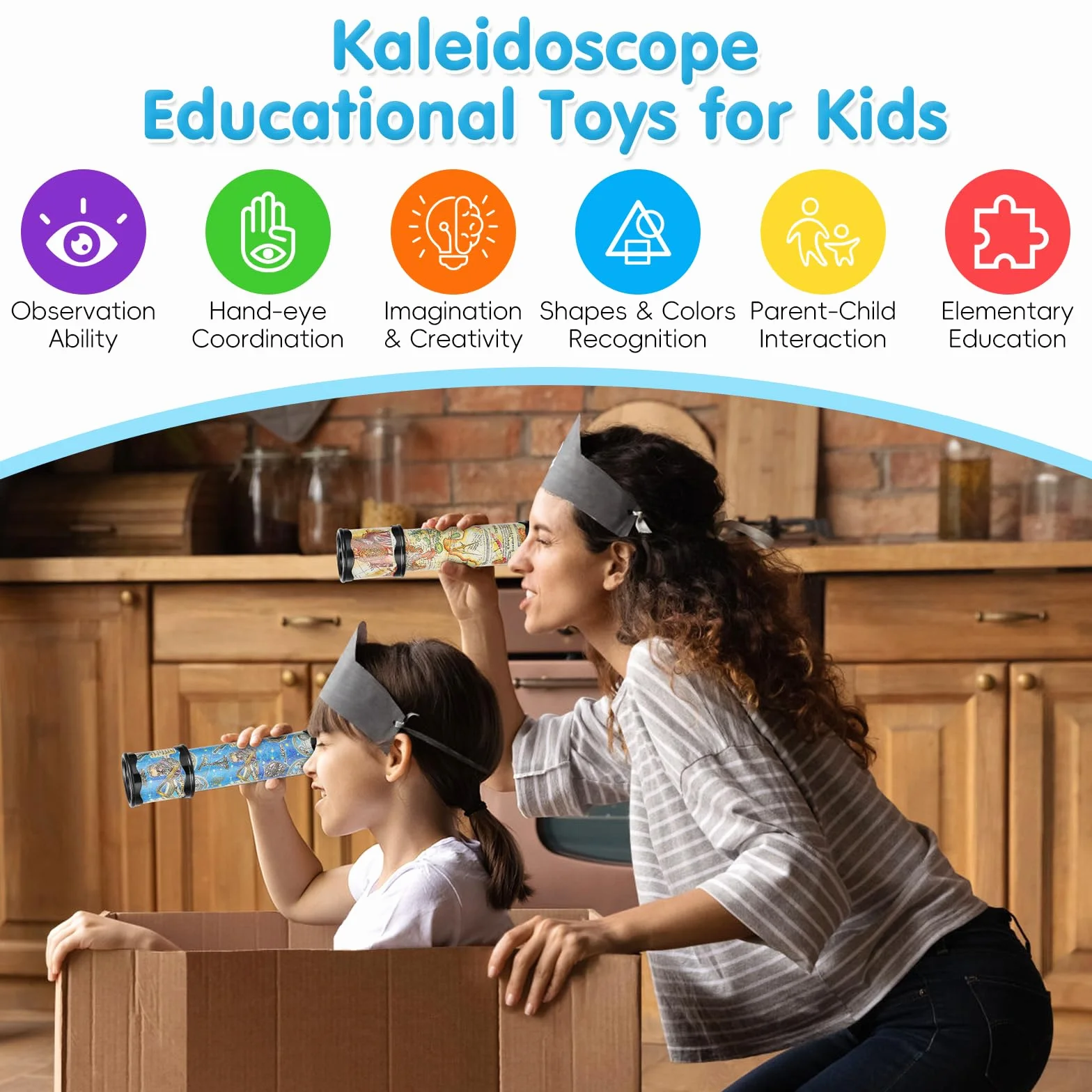 Lot de 2 Kaléidoscopes Classiques - Jouets Éducatifs pour Enfants