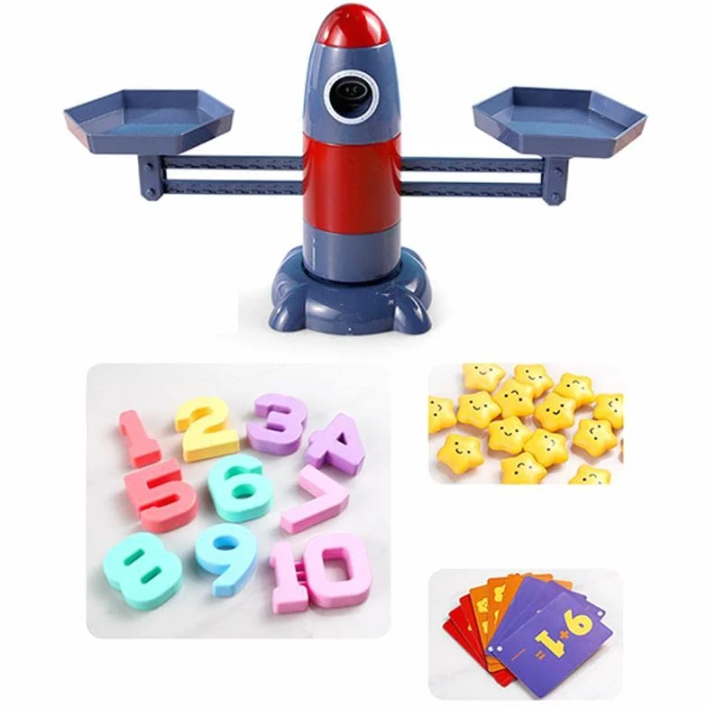 MagiDeal Fusée Balance Échelle Math Nombre Apprentissage Jouet Montessori Éducation Enfants