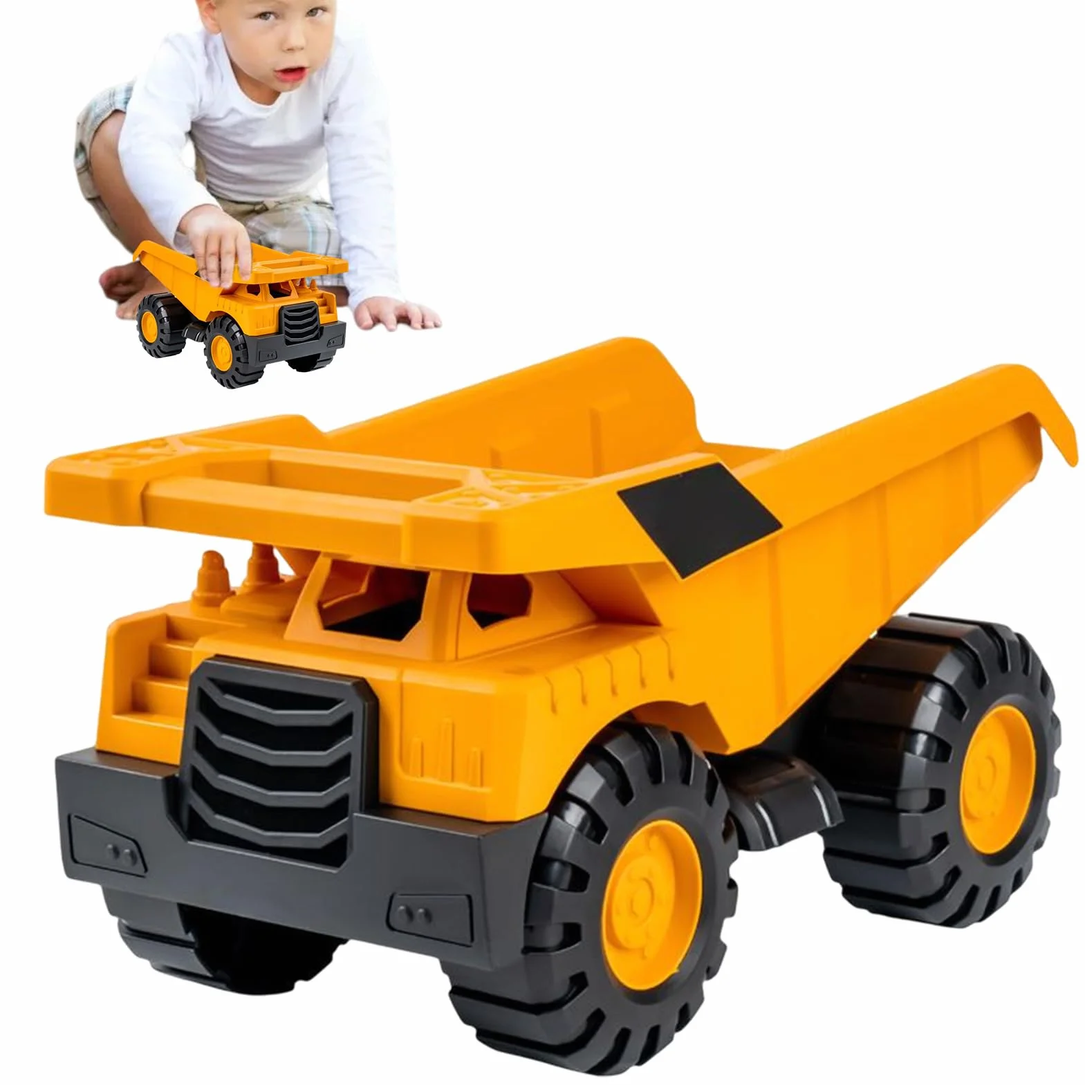 Set Excavatrice Camion Pelle Benne Jouet Sable Jaune ABS Durable Construction Enfant