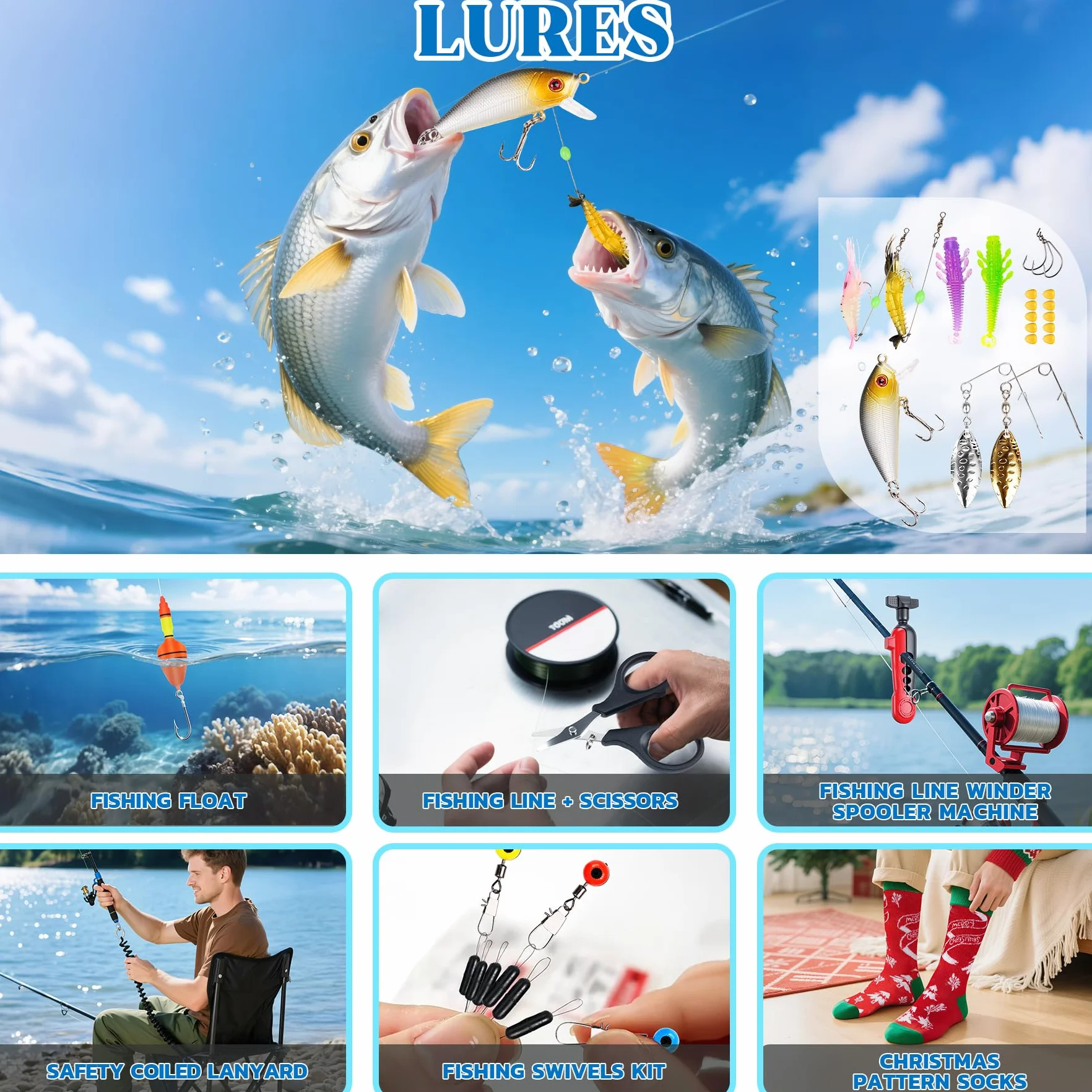 Calendrier de l'Avent 2025 Pêche Homme 24 Outils Équipements Pêche pour Grand-Père Papa Oncle