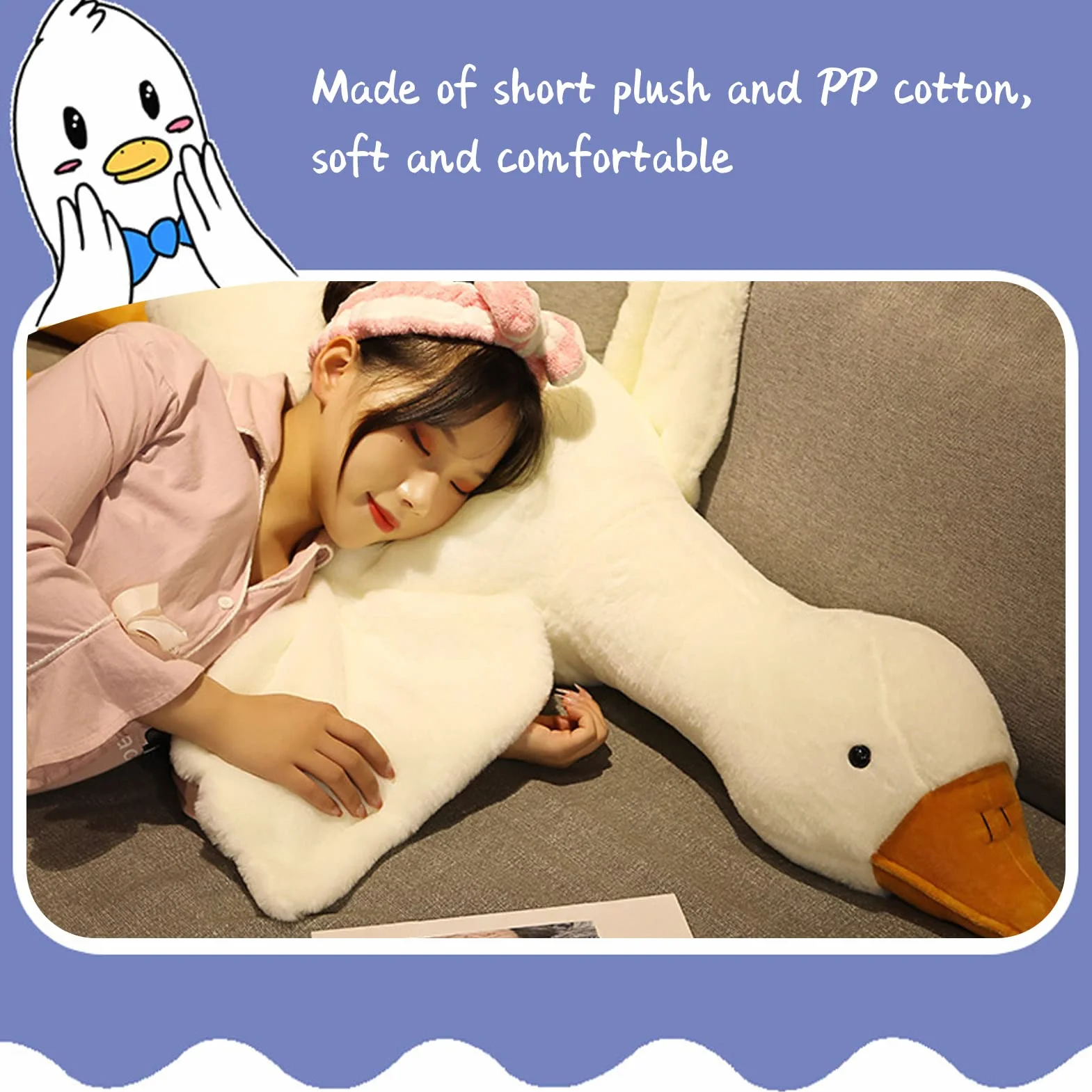 Oie en Peluche Jouet Mignon Oreiller 90cm