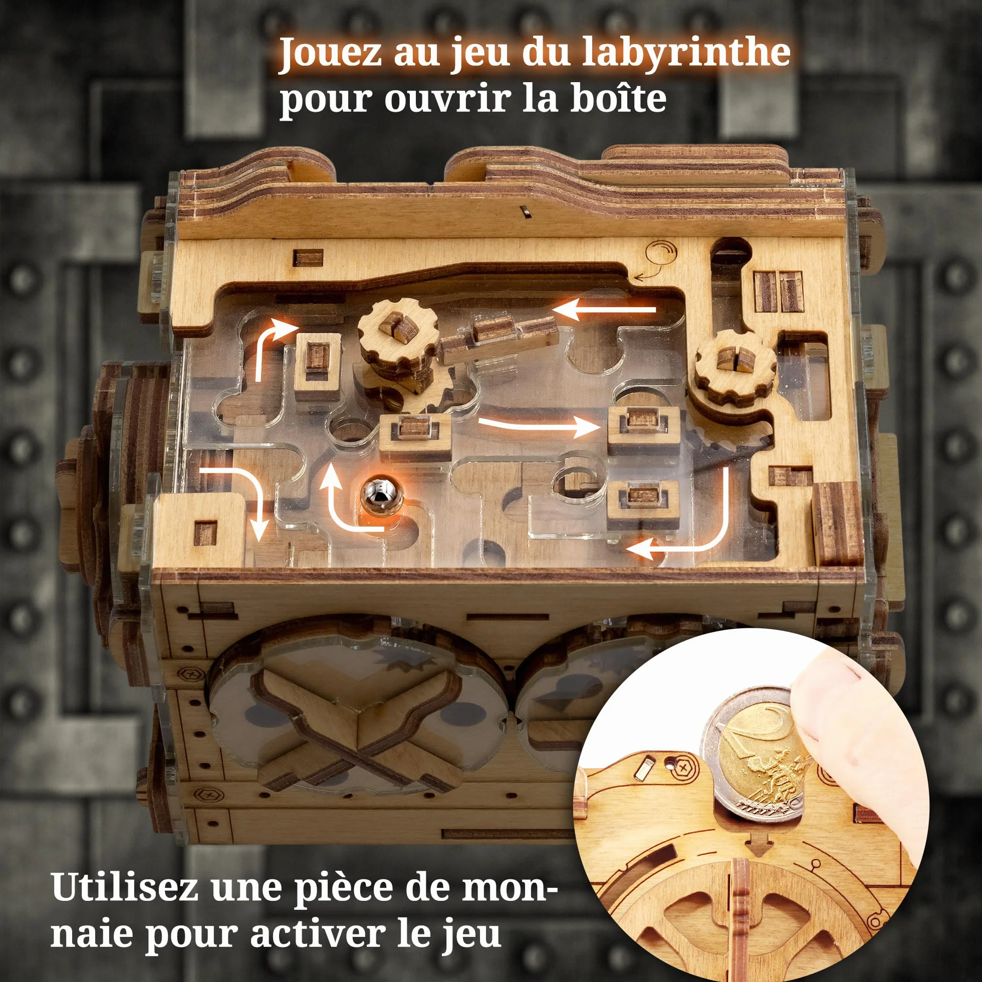 iDventure A-Maze-ing Safe - Boîte à Monnaie et Labyrinthe de Billes - Escape Room Jeu - Puzzle 3D - Cadeau Homme Original - Casse-tête en boîte - Boite Cadeau - Puzzle Adulte