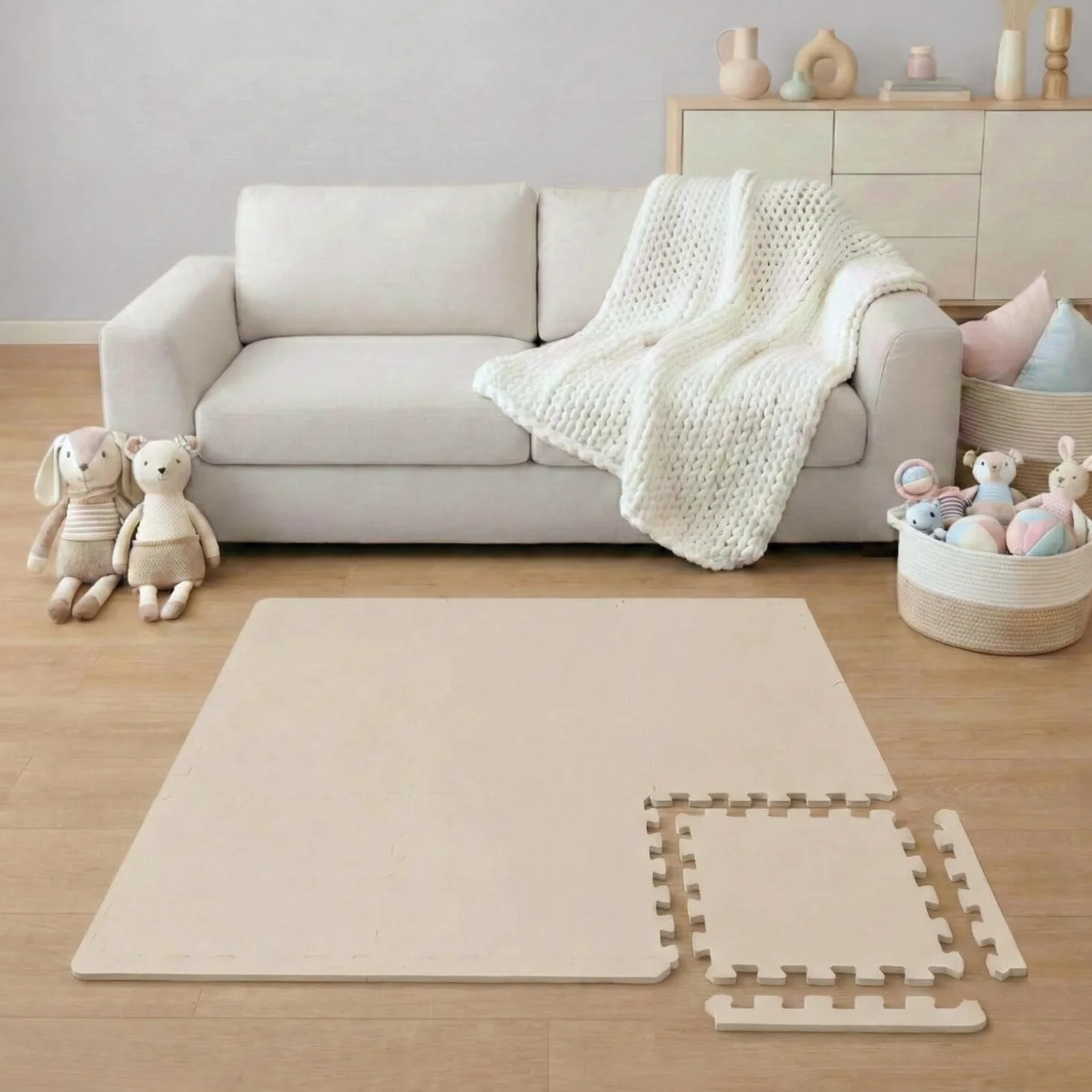 LittleTom 9 Pièces Tapis Puzzle Enfant 30x30 cm Dalles Mousse EVA avec Bordures Antidérapants