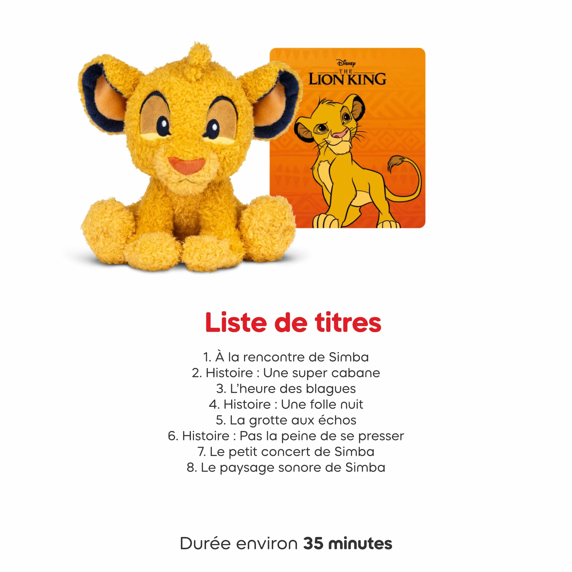 Tonies Câlin Disney Simba Peluche Audio pour Toniebox 3 Ans et Plus