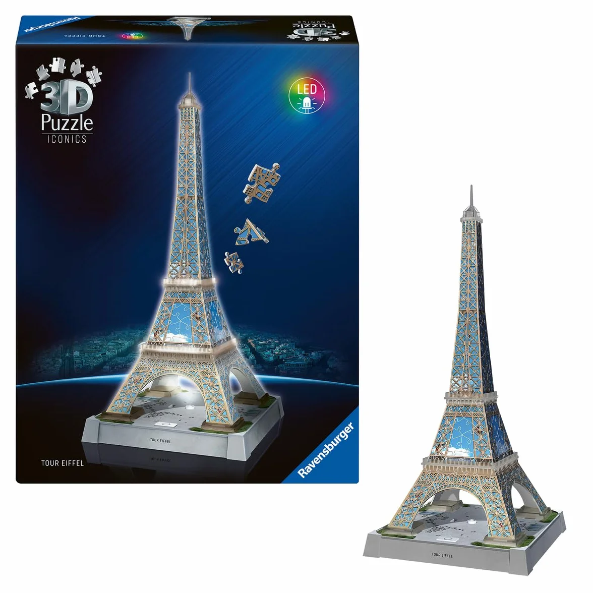 Ravensburger Puzzle 3D Tour Eiffel Illuminée 216 Pièces Brille dans le Noir