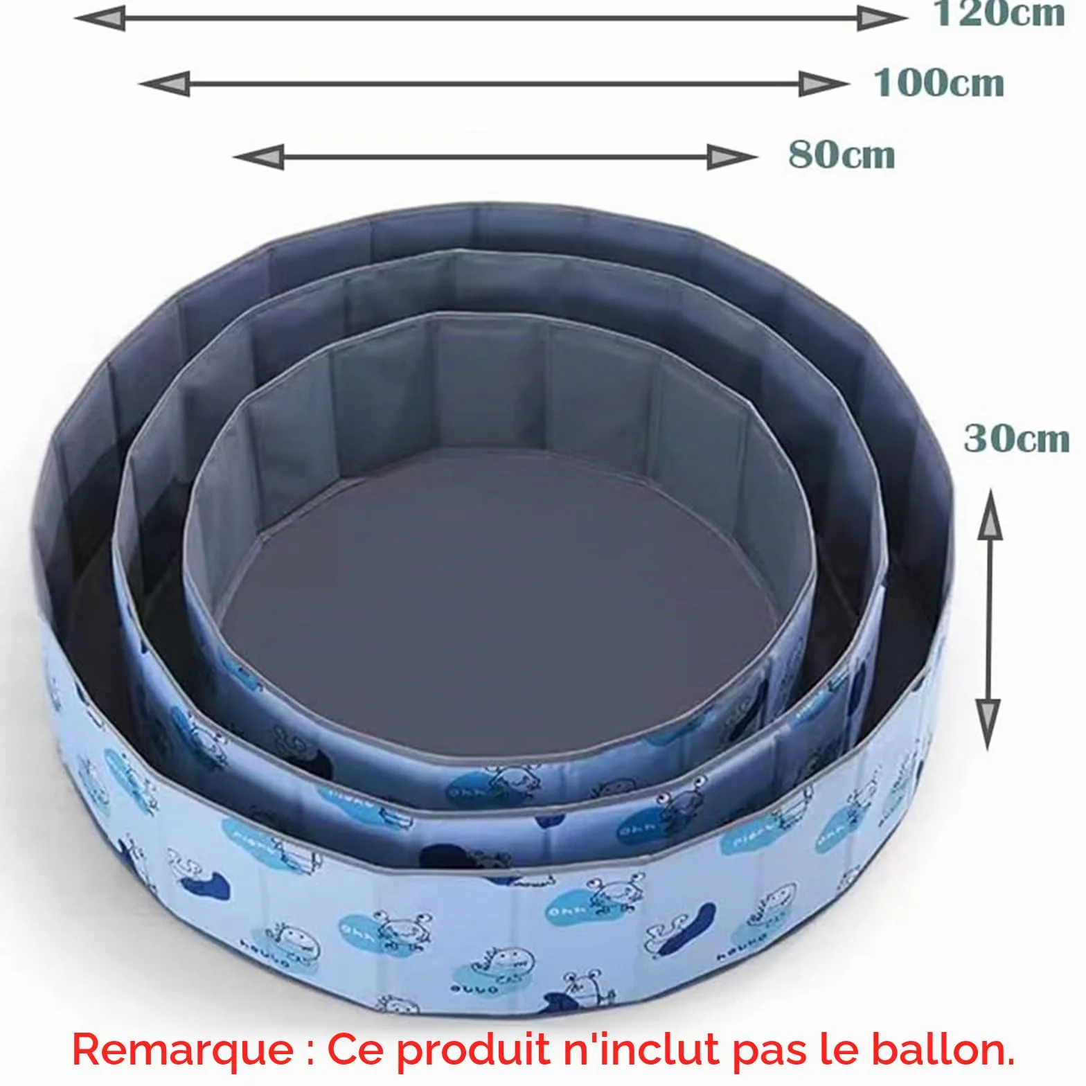 Piscine à Balles pour Enfants Pliable 80x30cm Parc Boules Centre de Jeux Intérieur Extérieur