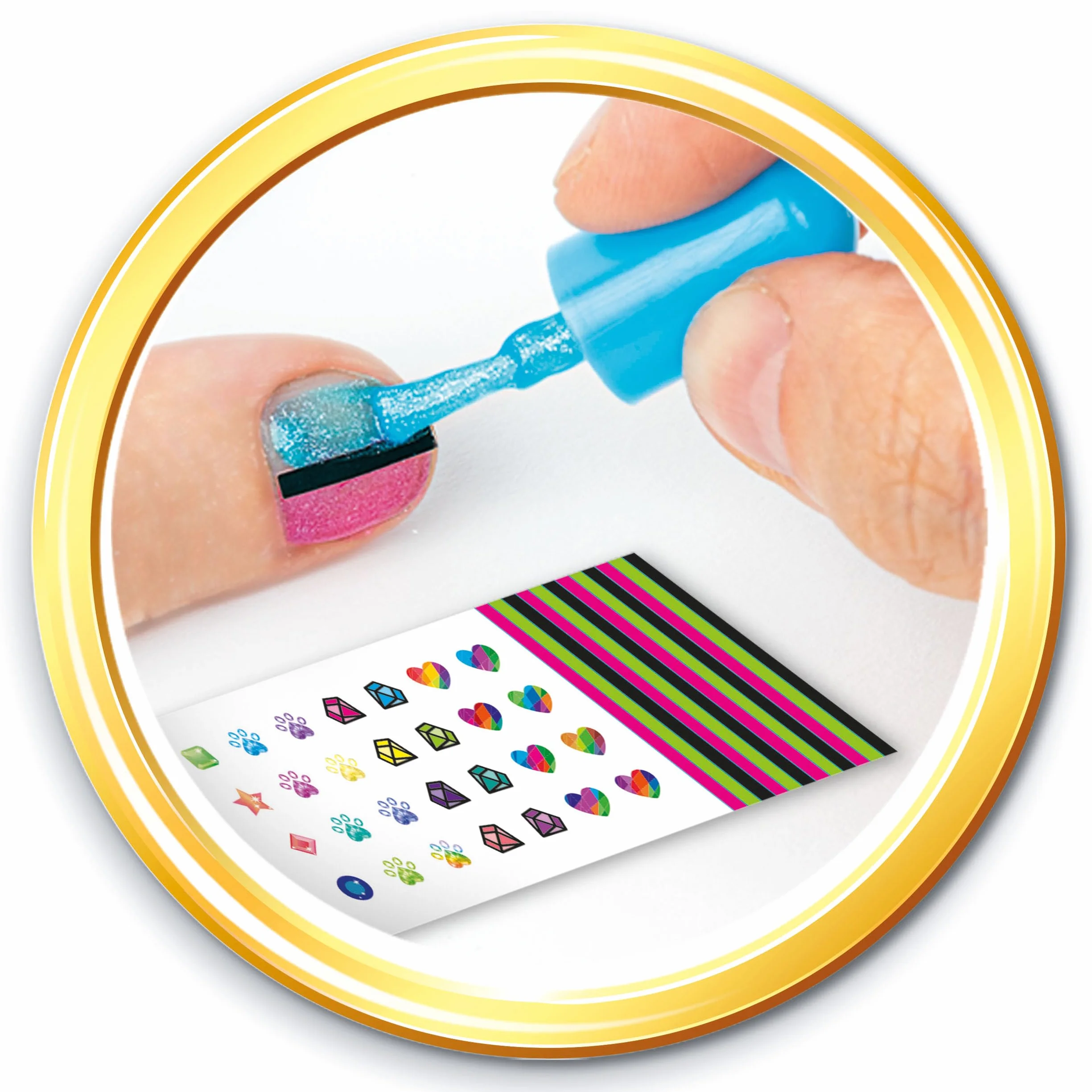 Clementoni Nail Art Studio Jeu Créatif Enfant Kit Ongles Trendy Vernis Stickers Paillette