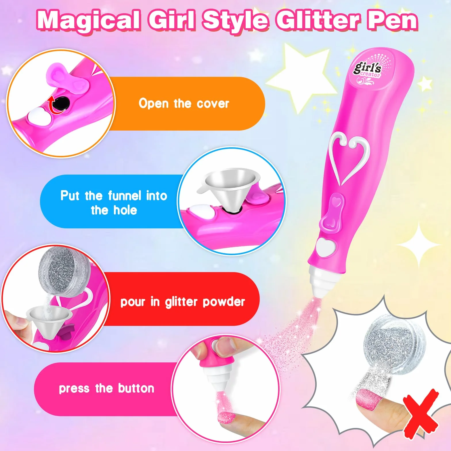 Kit Manucure Fille avec Sèche Ongles, Vernis à Ongle, Jouet Autocollants Cadeau Noël 4-8 Ans