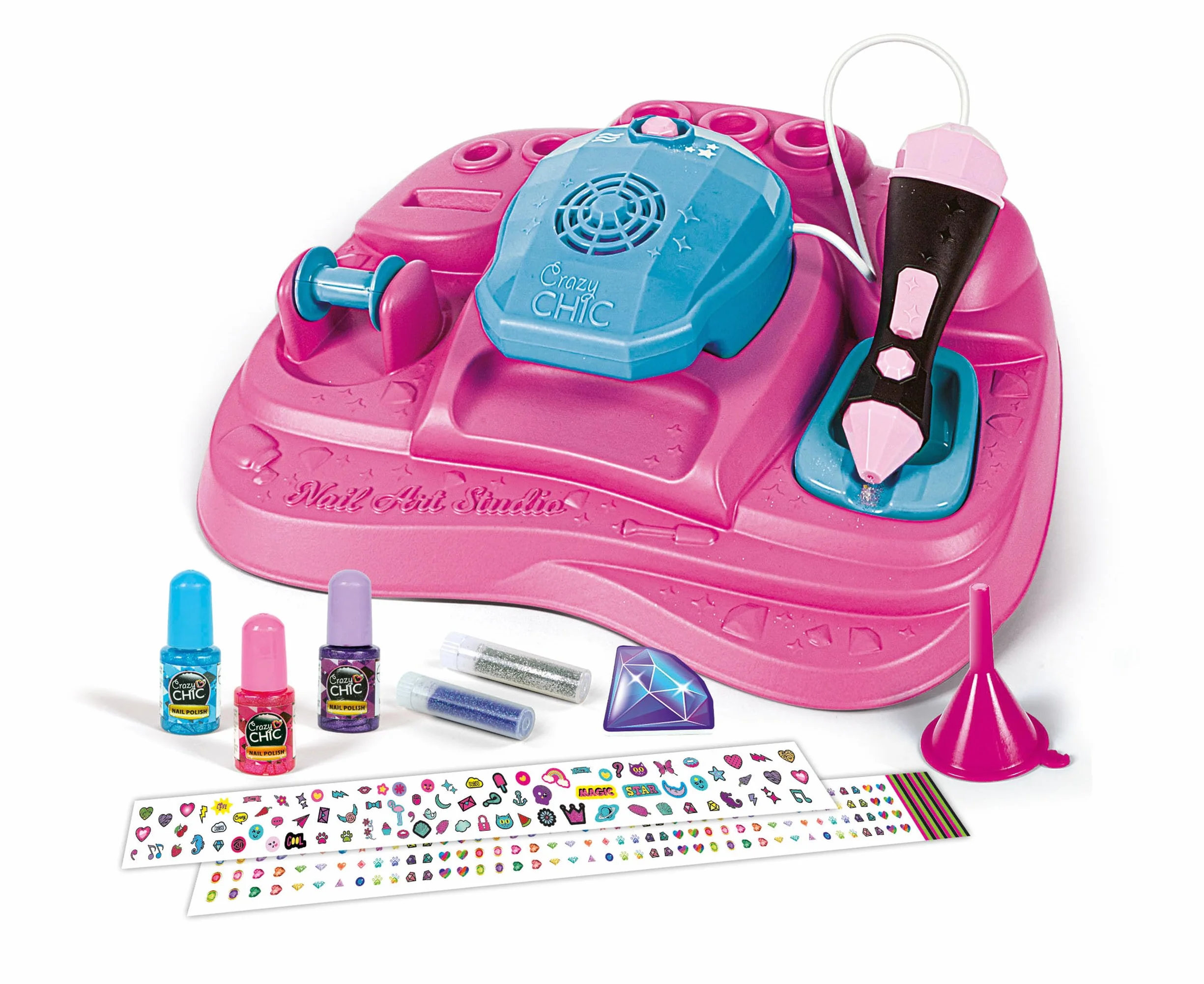Clementoni Nail Art Studio Jeu Créatif Enfant Kit Ongles Trendy Vernis Stickers Paillette
