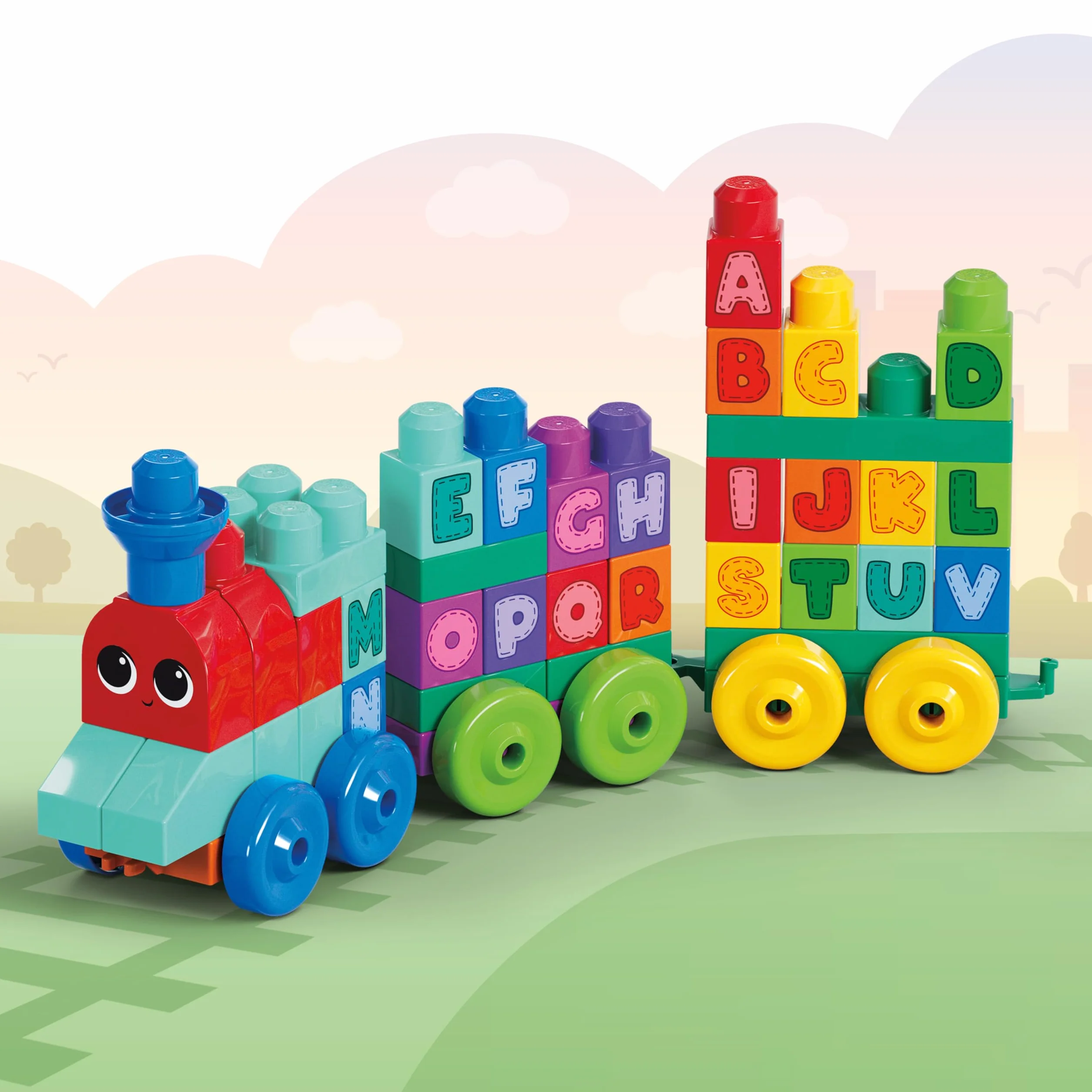 MEGA Bloks Le train des Lettres jeu de construction 60 pièces jouet bébé enfant 1-5 ans DXH35