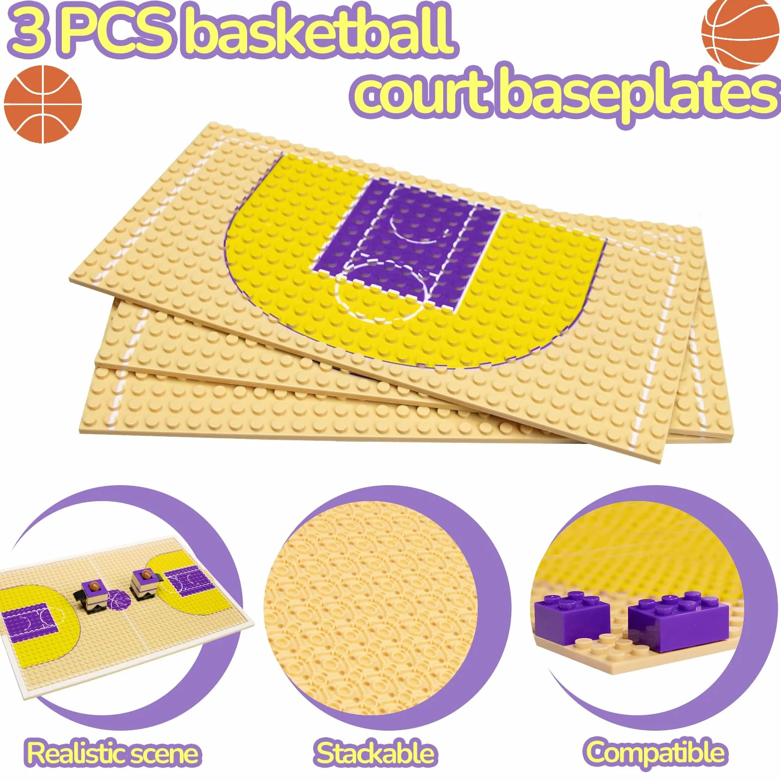 Kit de jeu de basket-ball avec 2 supports, plaques de base et ballon