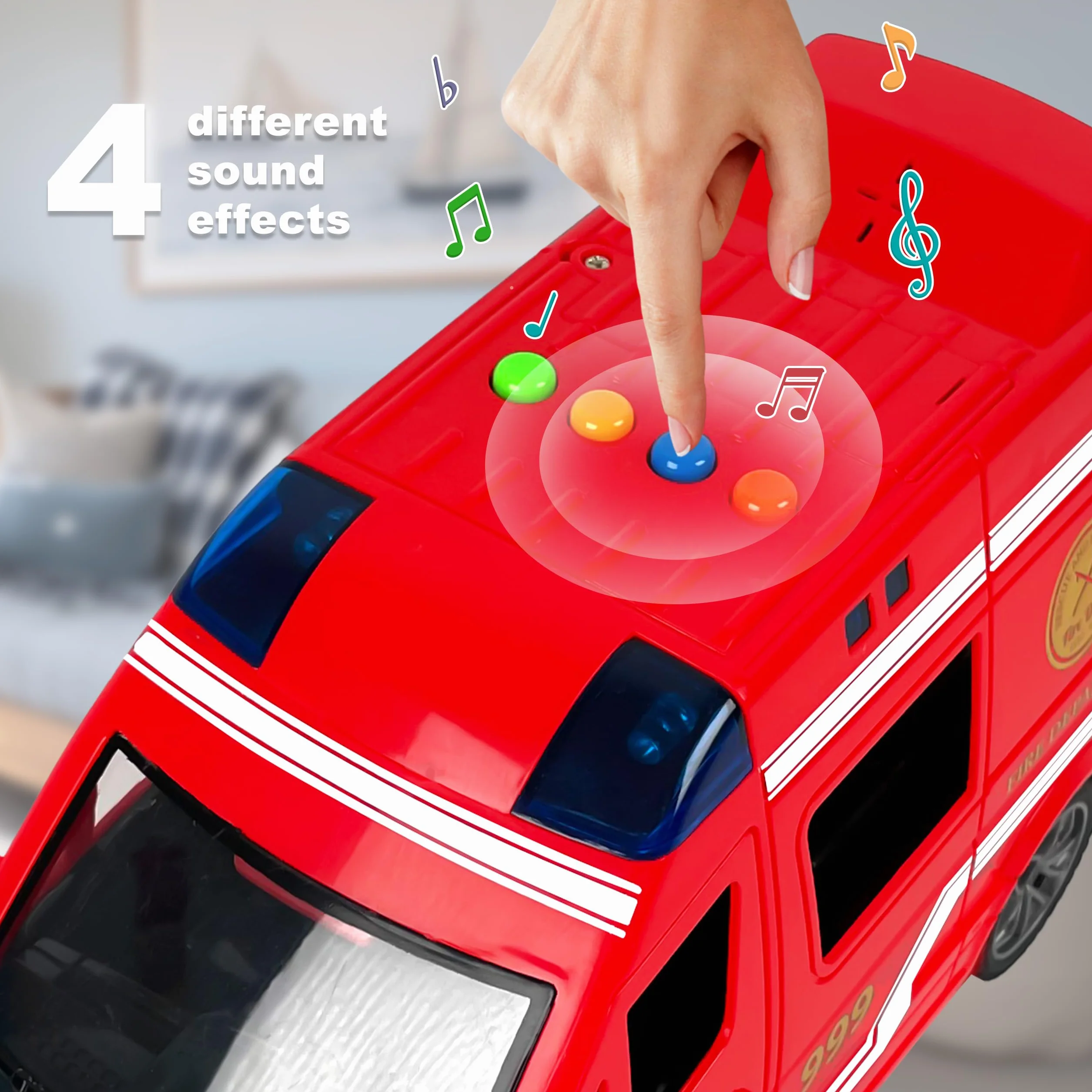 CELMAN Jouet ambulance avec support son et lumière véhicule secours voiture enfant 3 ans