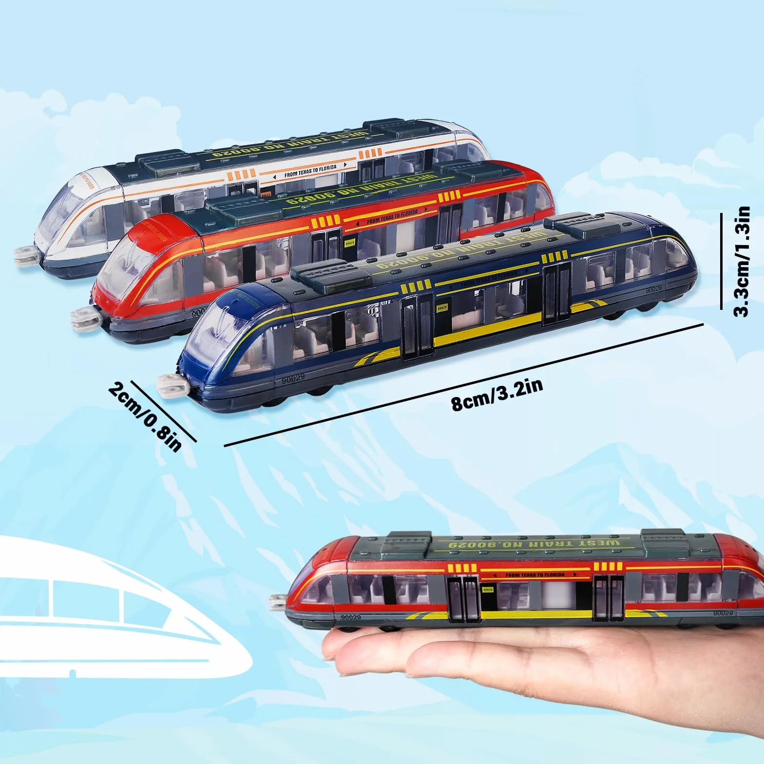 VBACALA Alliage Jouets de Train pour Enfants 3 Ans Plus Modèles Train Grande Vitesse Métal Die-cast Pack 3 Locomotives