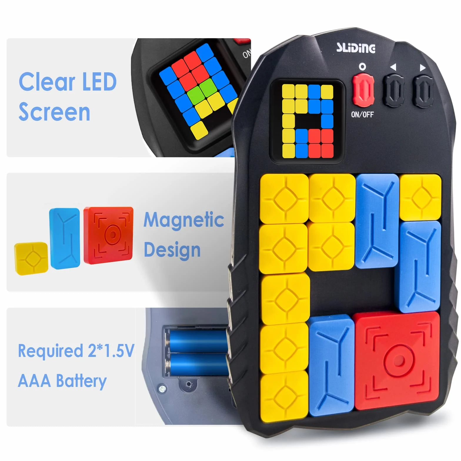 Super Slide Puzzles Casse-tête électronique de Poche 500+ Niveaux Jeu de Réflexion