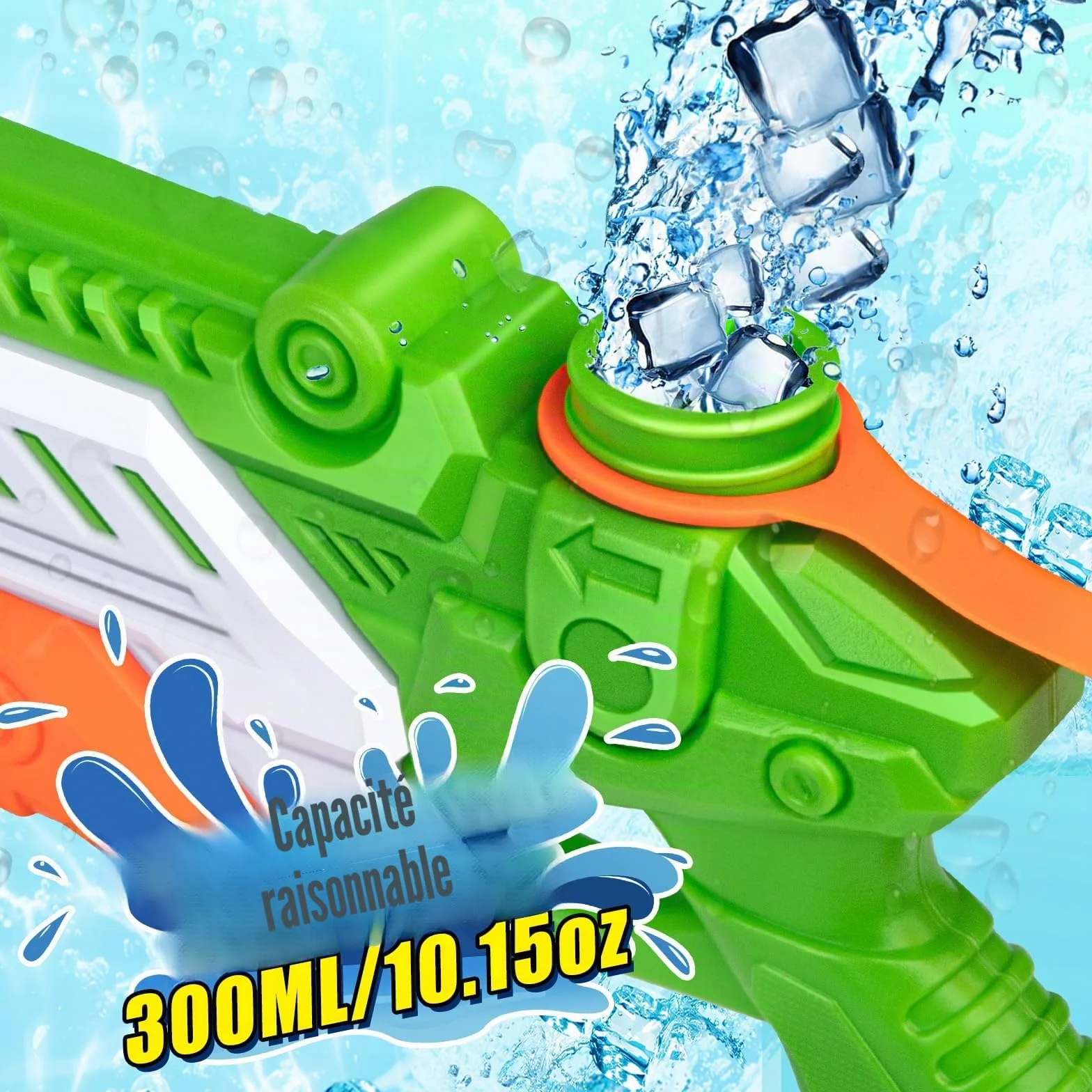 RONSTONE Lot de 4 Pistolets à Eau pour Enfants 300 ML Portée 7,5-9 Mètres