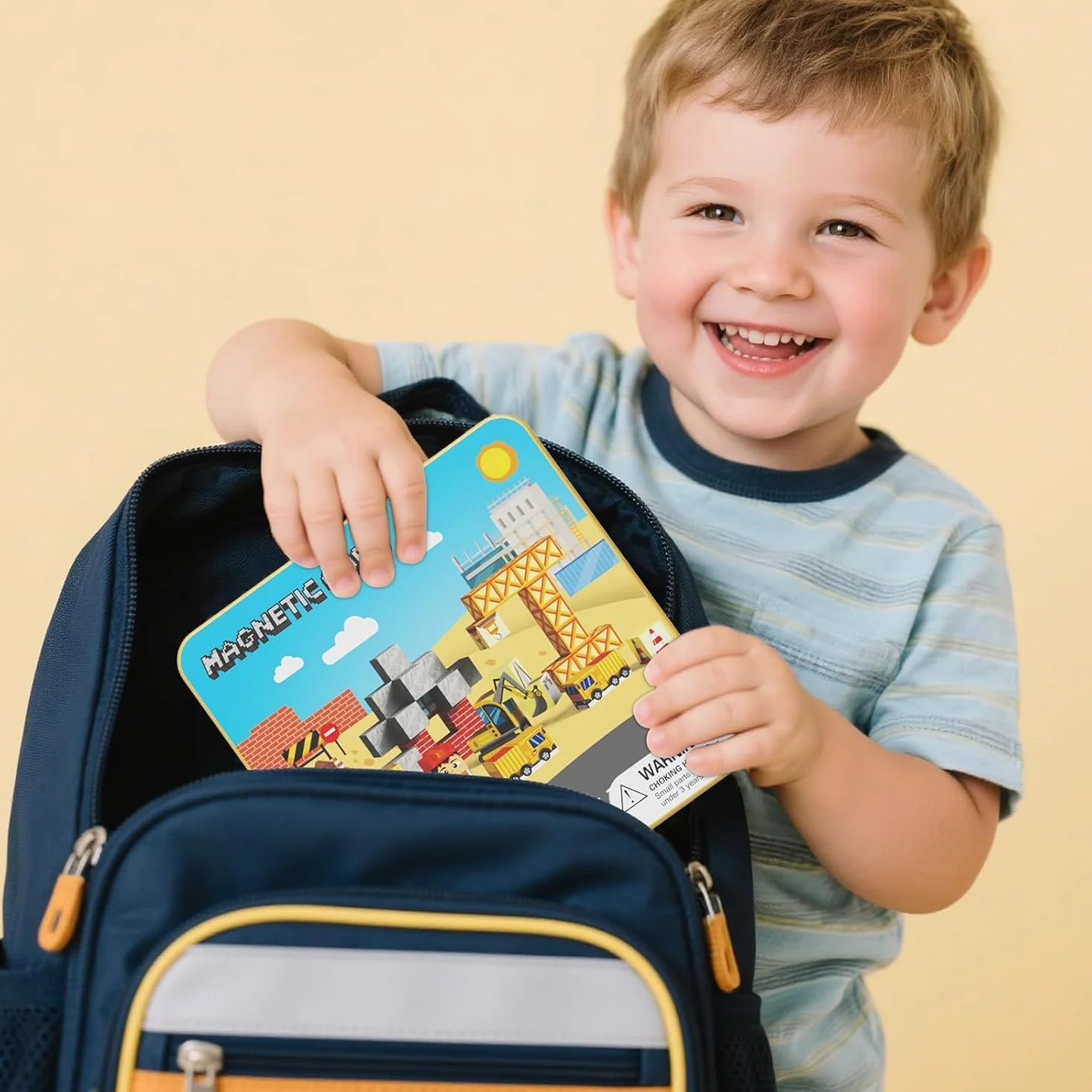 Jeu de Construction Magnétique Enfant 49 Blocs Empilables avec Boîte de Rangement Cadeau Garçons Filles 3+ Ans