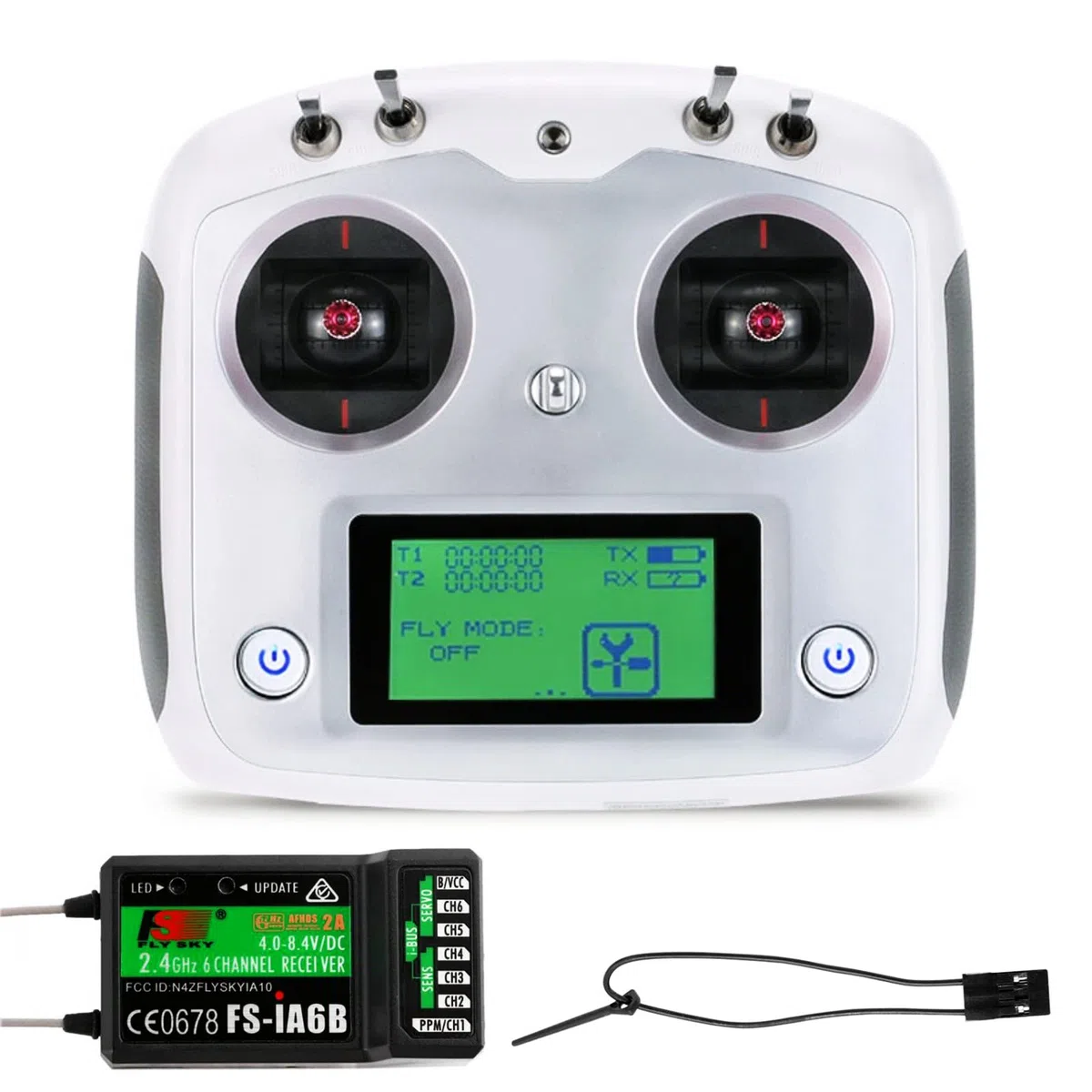 HTLNUZD Flysky FS-i6S Émetteur 2,4G AFHDS 2A RC Écran Tactile 10CH Contrôleur Radio avec Récepteur FS-iA6B 6CH, pour Drone Multirotor Quadcoptère RC (FS i6x)