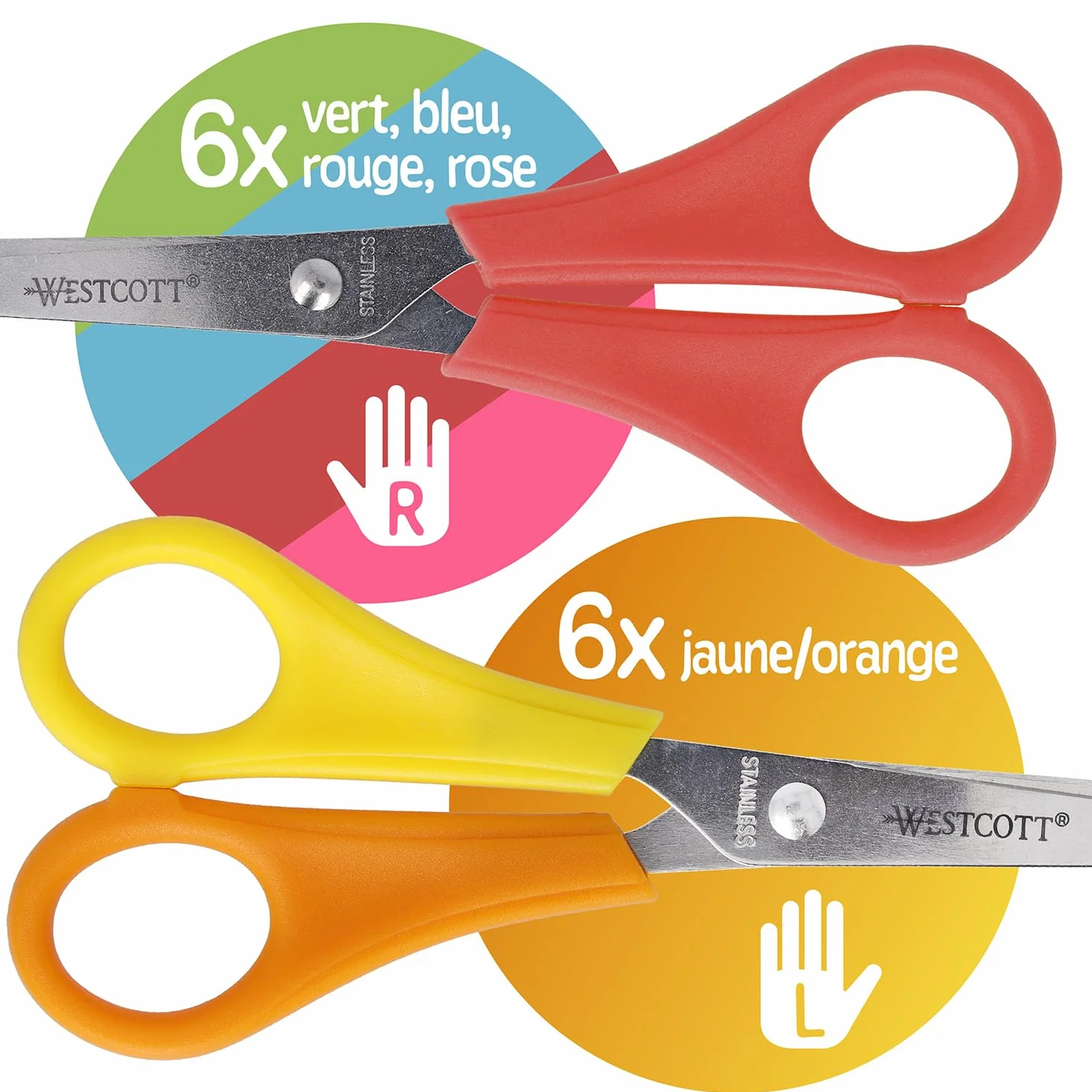 Westcott Ciseaux pour enfants 13 cm Lot de 30 Assorties 5 cm