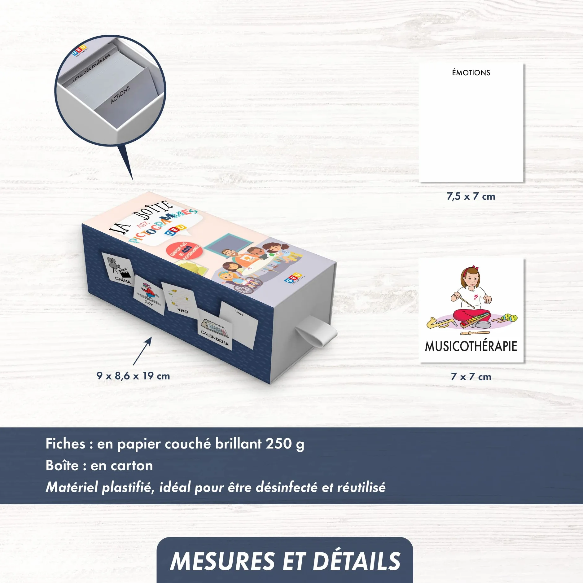 Jeux Éducatif Pictogrammes Autisme Étui 400 Cartes Éducatives Plastifiées 16 Catégories Vocabulaire Visuel