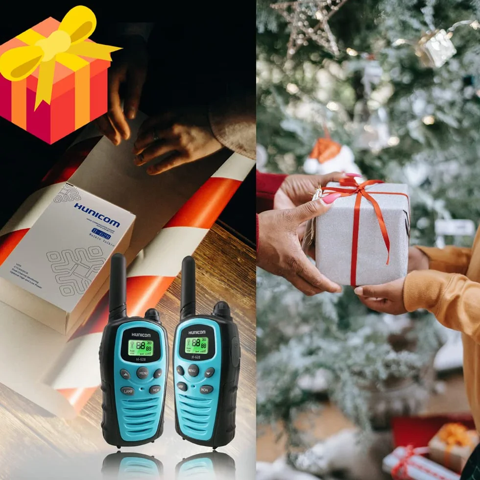 Talkie-Walkies pour Adultes Grande Portée 5 km PMR VOX Mains Libres Lampe de Poche LED Bleu