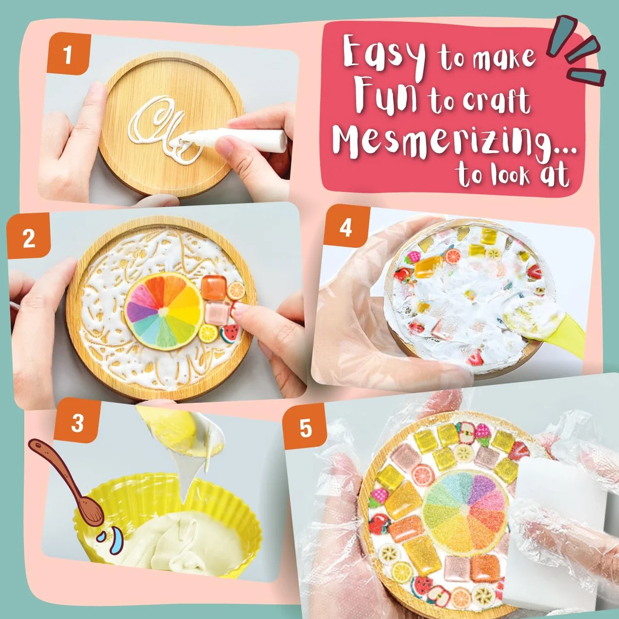 Kit d'artisanat en mosaïque pour sous-verre, cadeau anniversaire, activités enfants filles adolescents