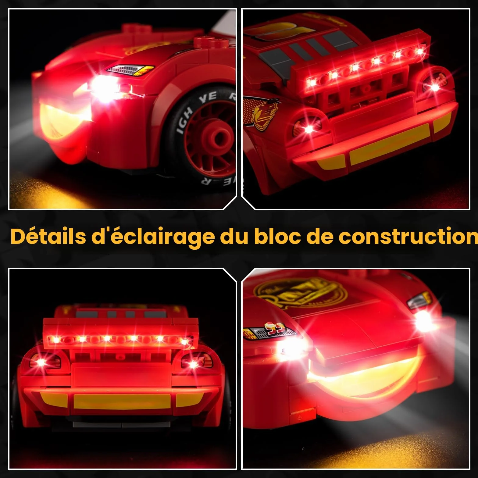 Kit d'éclairage LED Compatible Lego Speed Champions Flash McQueen 77255 Blocs de Construction