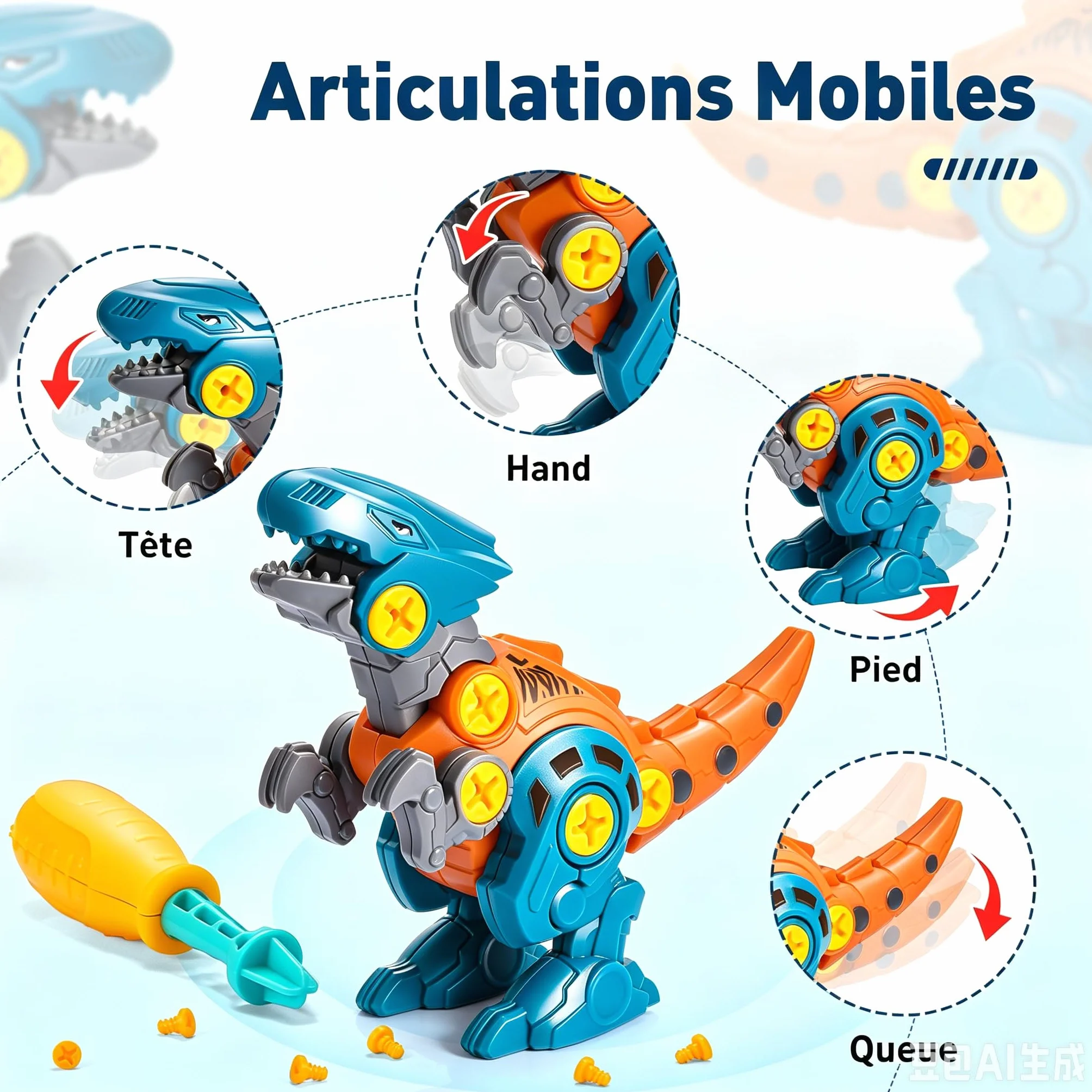 Toyzey Dinosaure Jouet Enfant 3-9 Ans Perceuse Télécommandé Cadeau Garçon