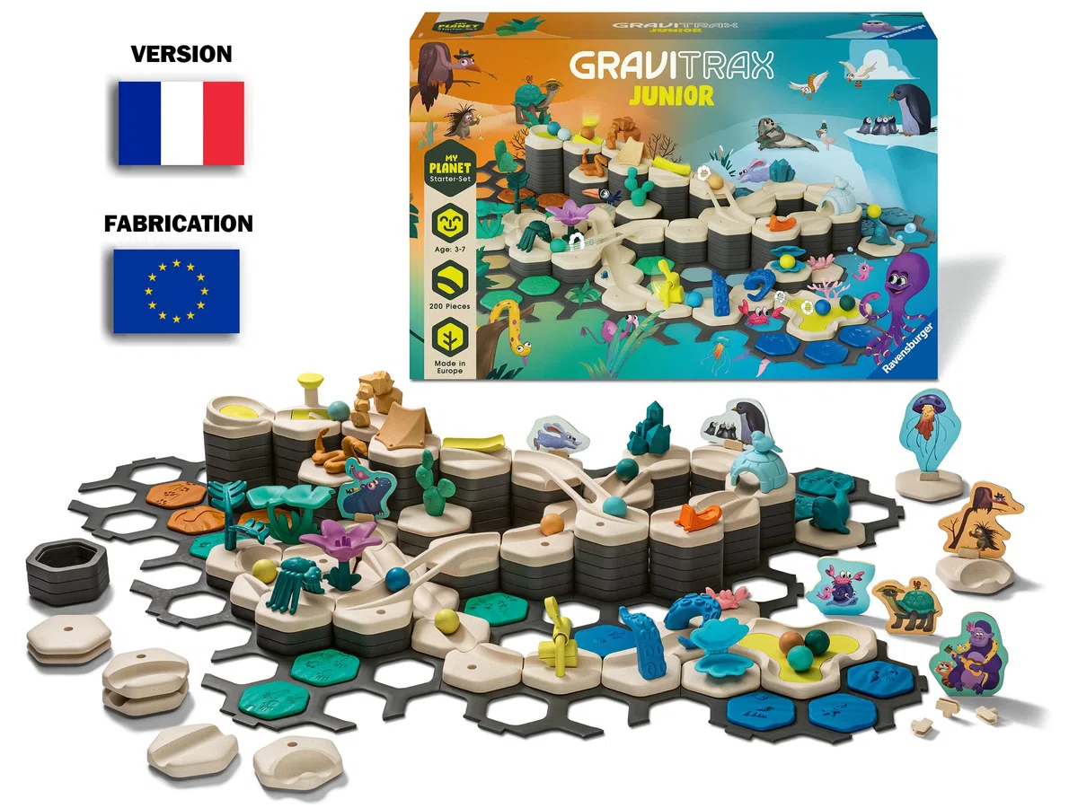 Ravensburger - Gravitrax Junior - Starter Set XXL My Planet 200 pièces - Circuit de Billes - Jeu de Construction créatif - Parcours de Billes à Construire - Dès 3 Ans - Version française - 27059