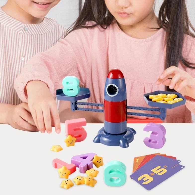 MagiDeal Fusée Balance Échelle Math Nombre Apprentissage Jouet Montessori Éducation Enfants