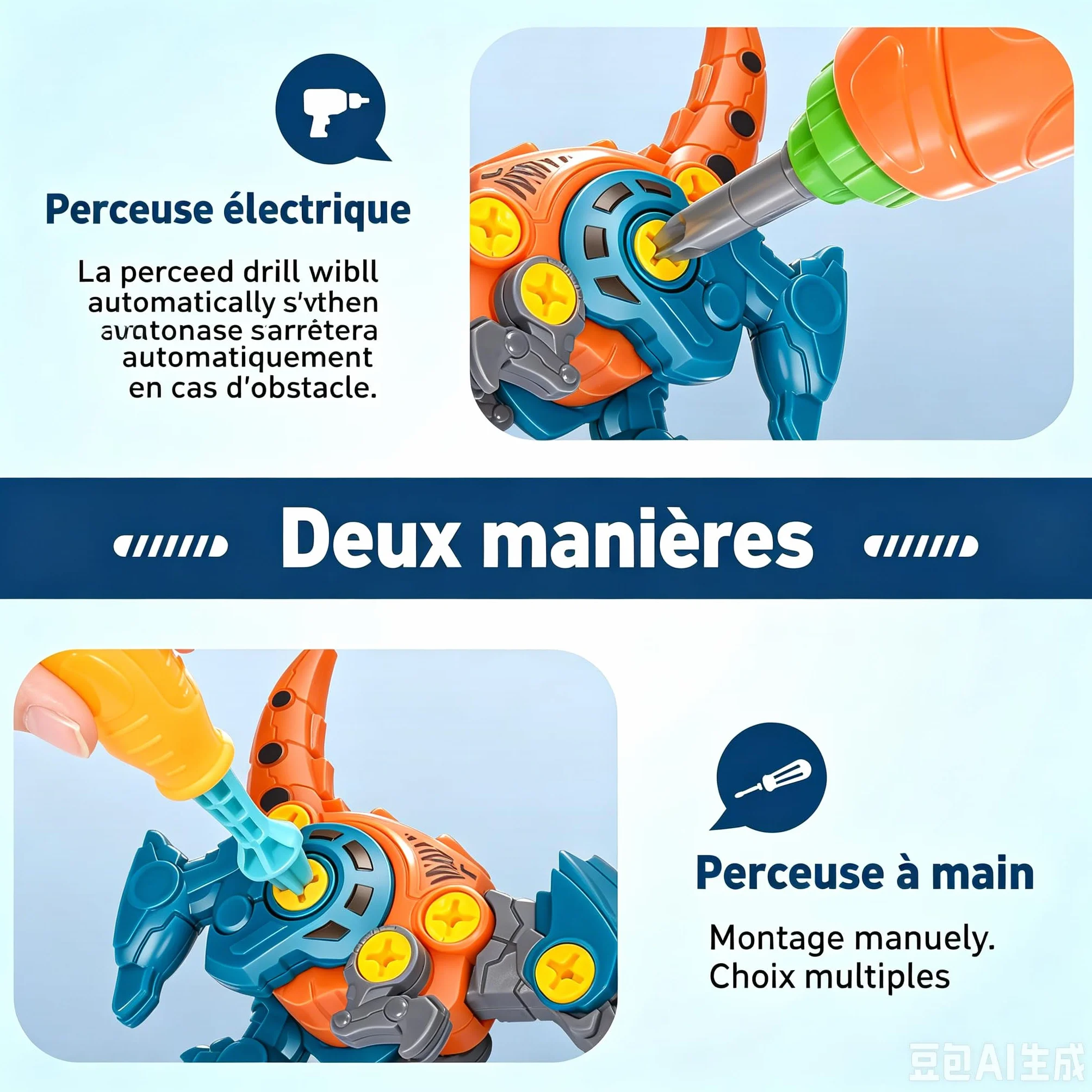 Toyzey Dinosaure Jouet Enfant 3-9 Ans Perceuse Télécommandé Cadeau Garçon