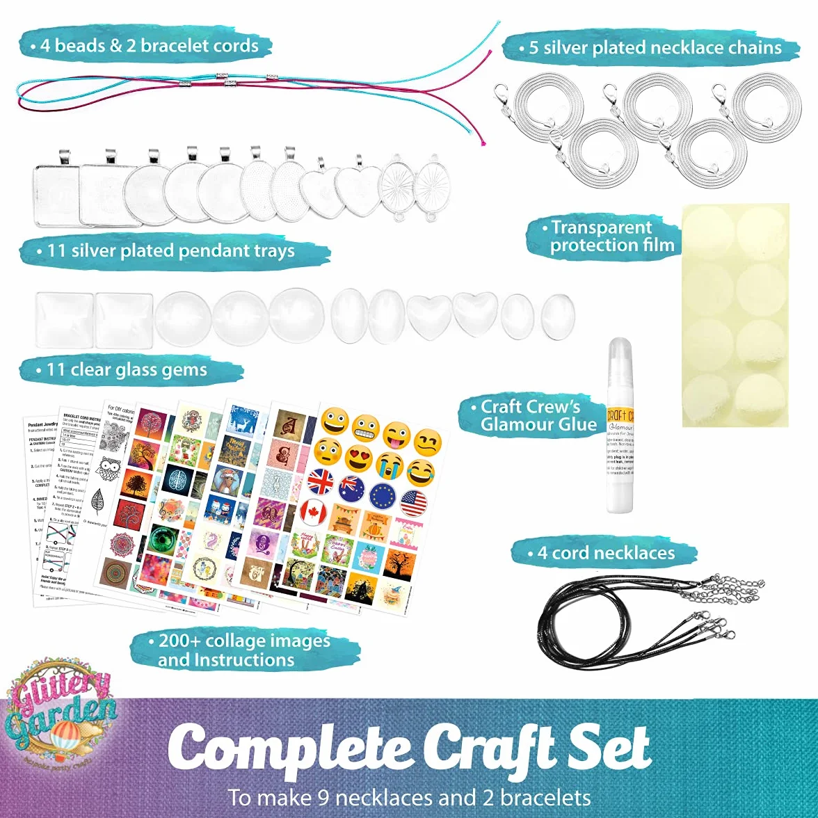 Kit Fabrication de Bijoux pour Filles - Bricolage Collier Pendentif Bracelet avec Perles de Verre et Charms
