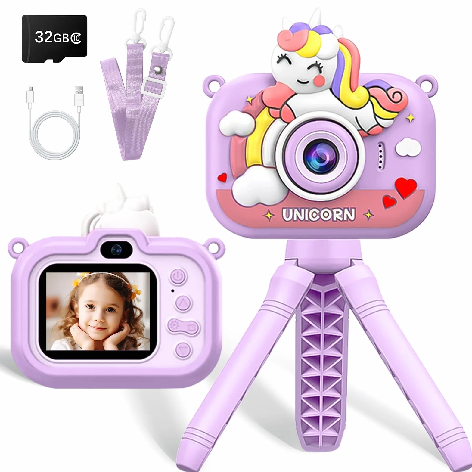 Appareil Photo Numérique Enfant 2.0 Pouces 1080P HD 32GB Carte