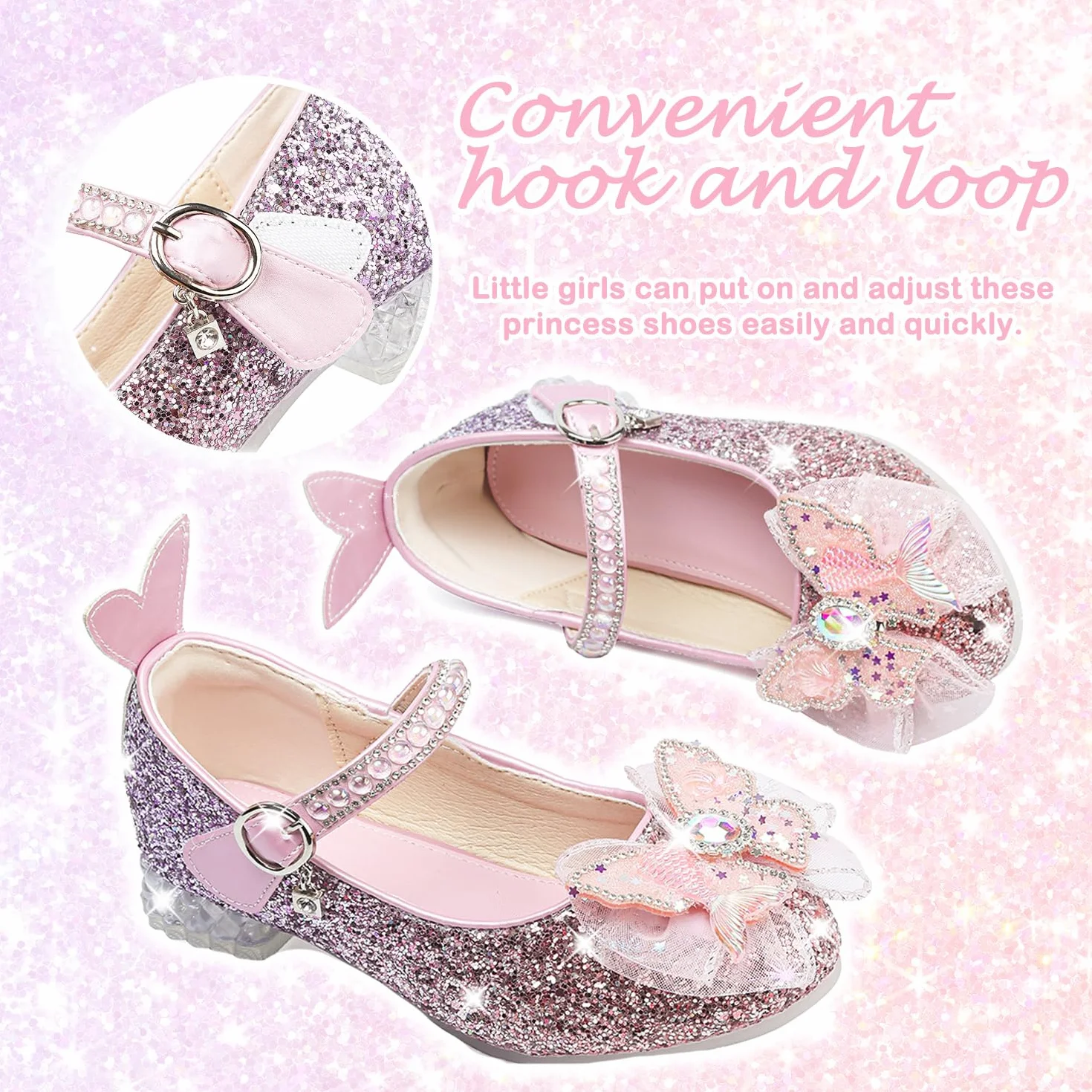 Chaussures de Danse Mary Jane Paillettes Fille Enfant Princesse Talon