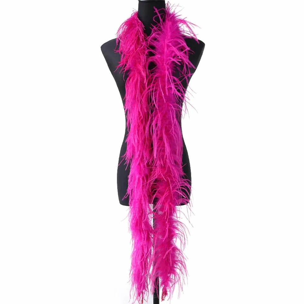 Surakey Boa de Plumes 2m Écharpe en Plumes Charleston Accessoire Femme Naturel Plumes D'autruche Longue Ceinture de Plumes Rose Foncé