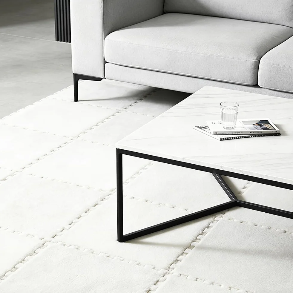 Tapis d'escalade en peluche blanche 30x30 cm 12 pièces emboîtables mousse puzzle sol salon chambre