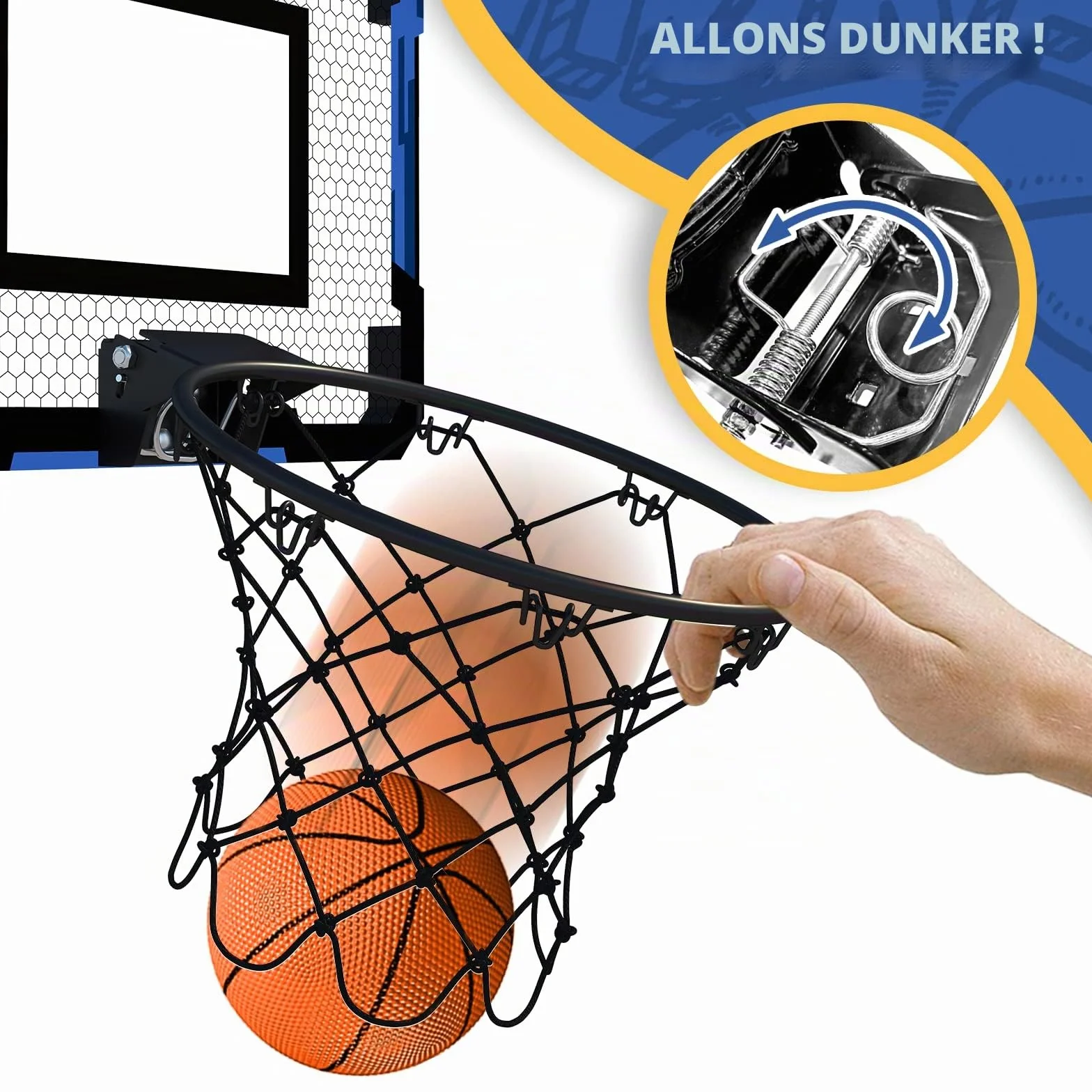 QDRAGON Mini Panier de Basket Enfant Intérieur, Panier de Basketball Mural avec 3 Ballons, Filet, Backboard et Pompe