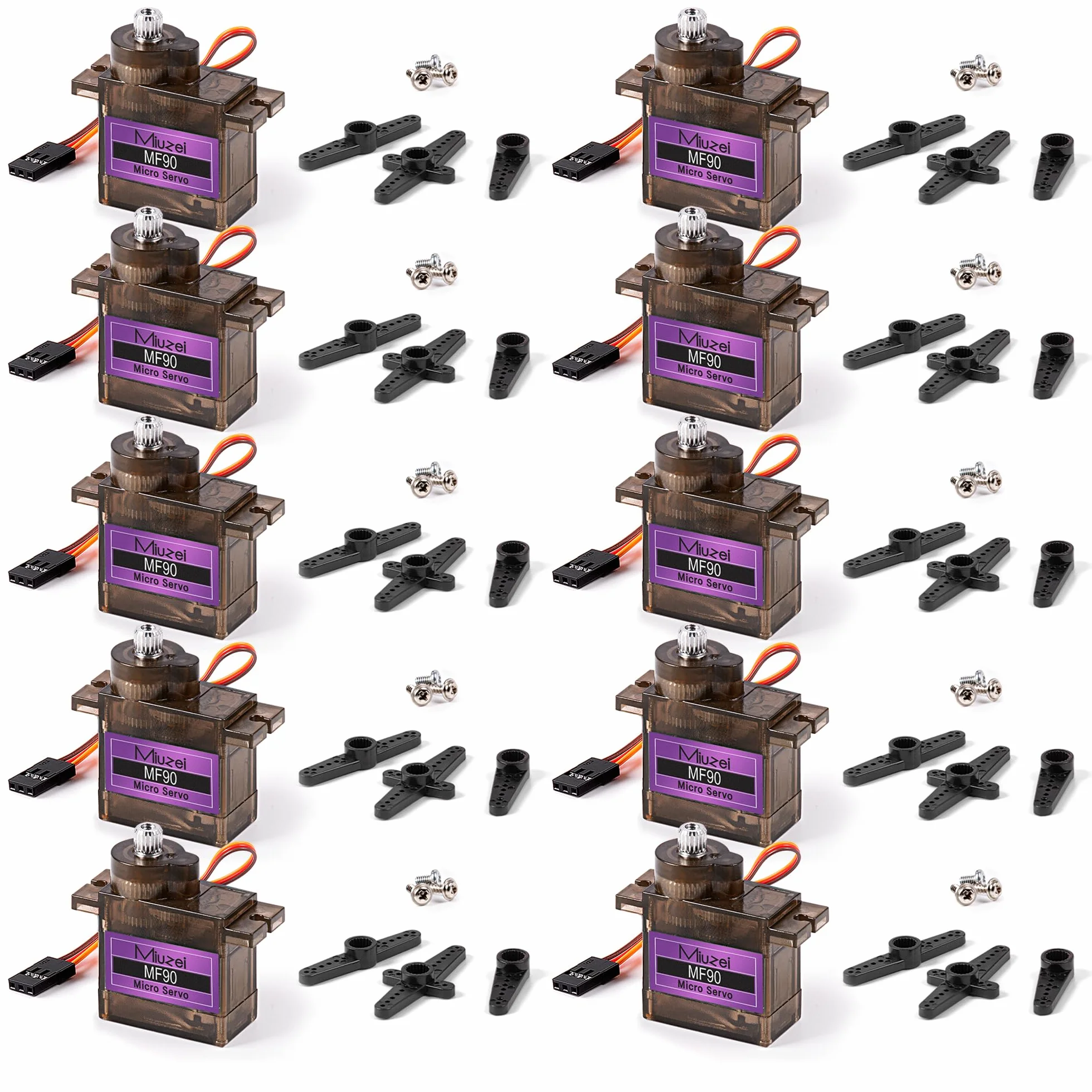 Miuzei Lot de 10 Engrenages Servomoteurs en Métal RC 9G Micro Servo 180° pour Arduino Robot Bras Avion Voiture Bateau