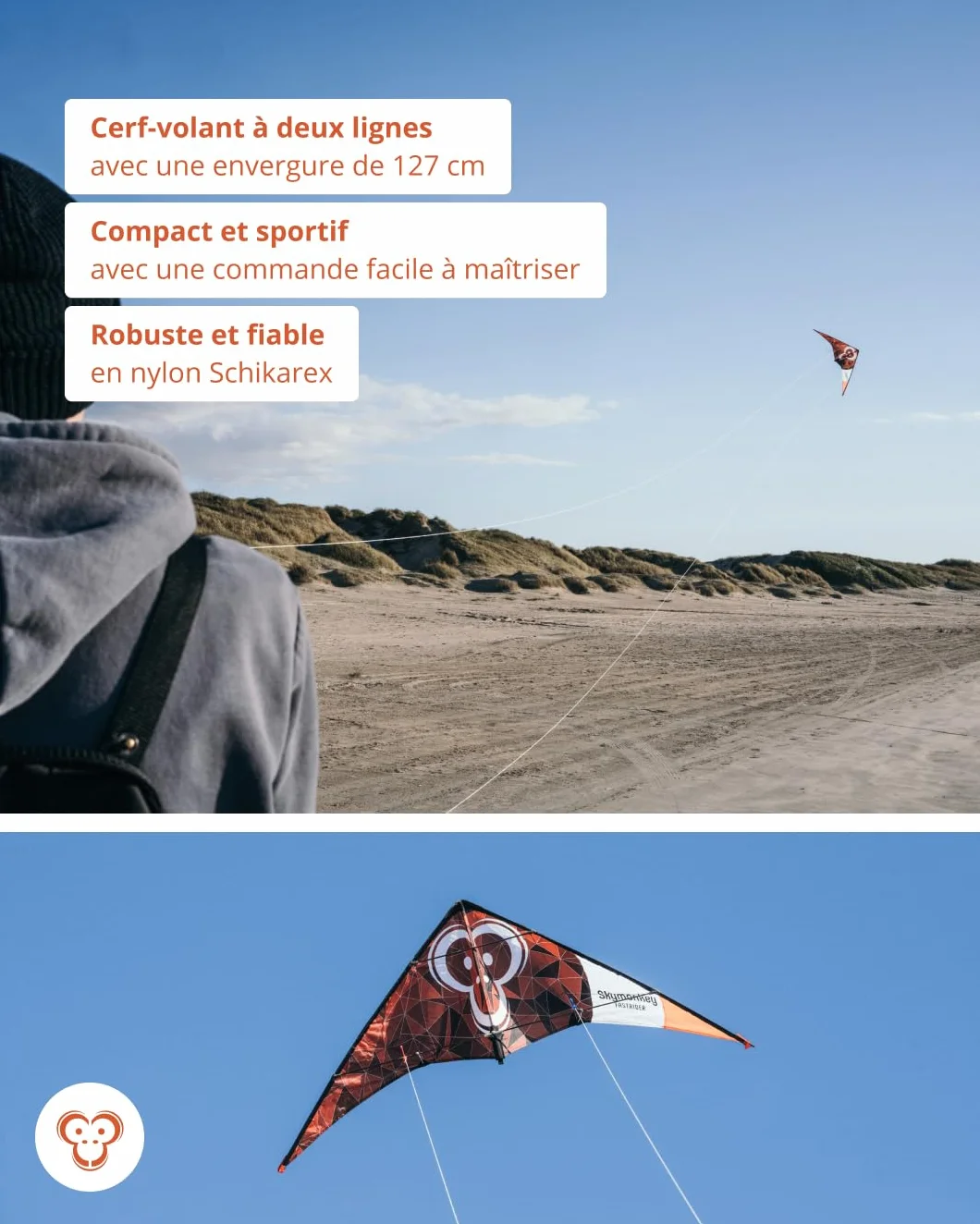 Skymonkey Fastrider Cerf Volant Adulte 2 Lignes 127cm
