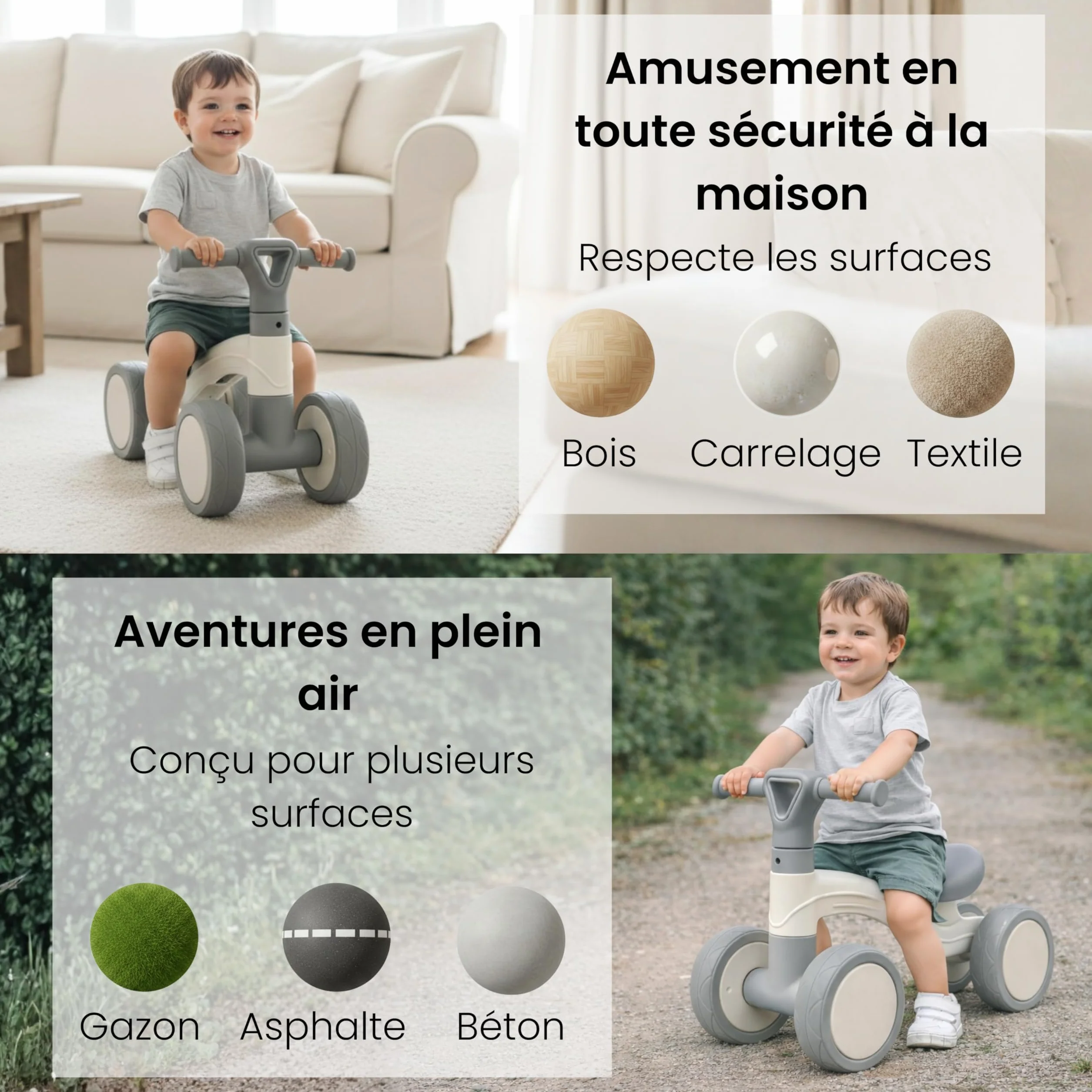Edibaby Draisienne Bébé 1 an Vélo sans Pédales D'équilibre Enfant 10-24 Mois