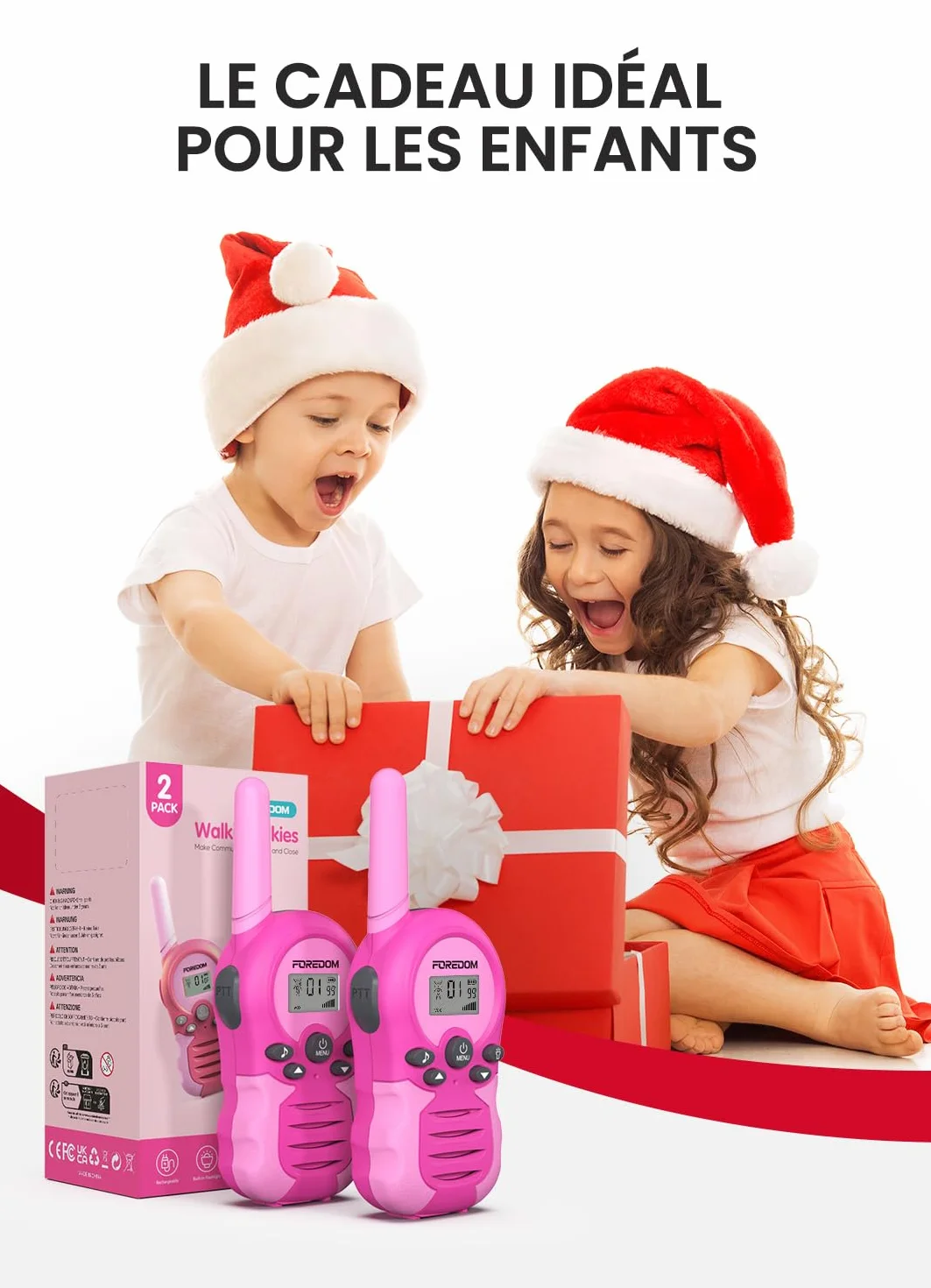 Foredom Talkie Walkie Enfants Rechargeable Longue Portée 3-12 Ans Lot de 2