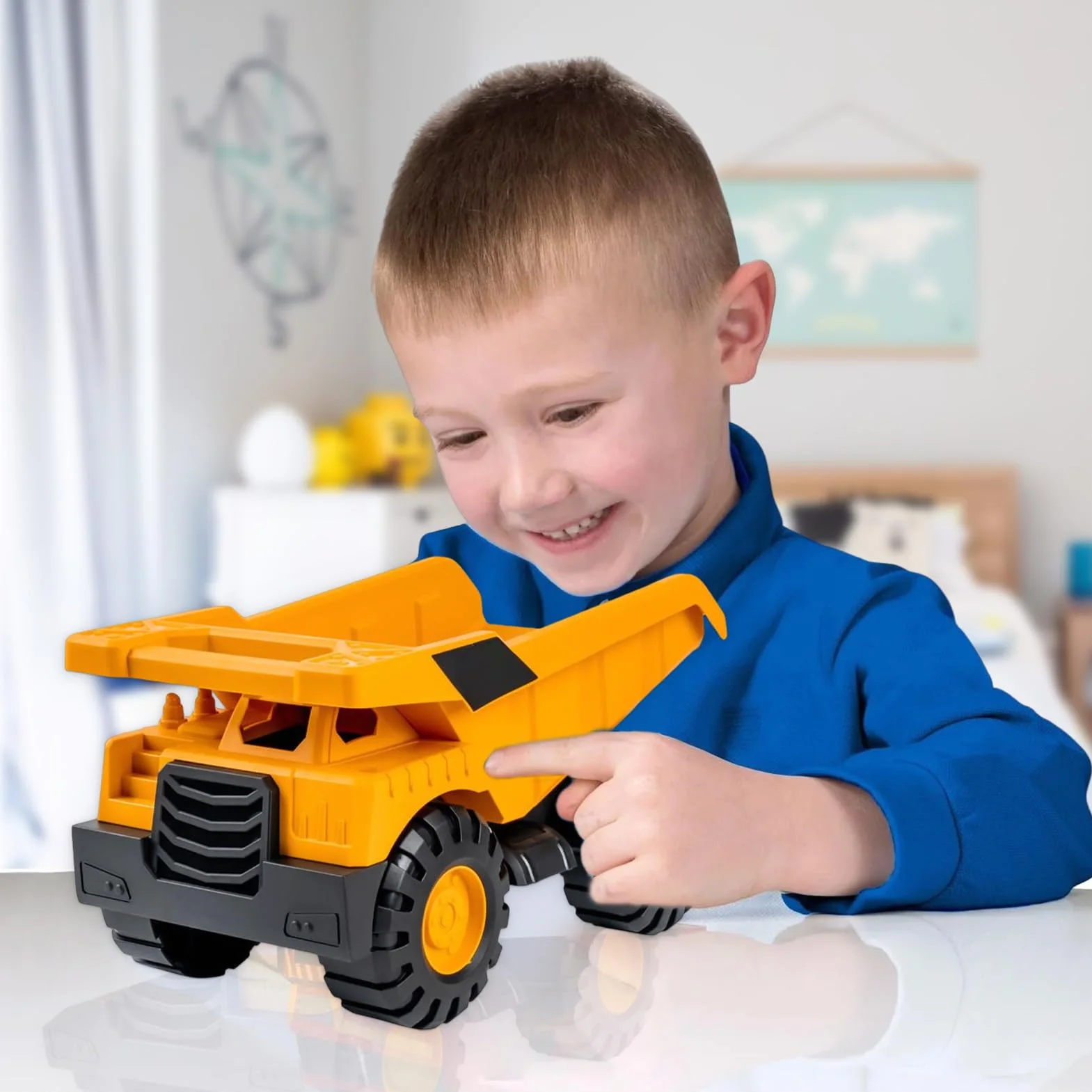 Set Excavatrice Camion Pelle Benne Jouet Sable Jaune ABS Durable Construction Enfant