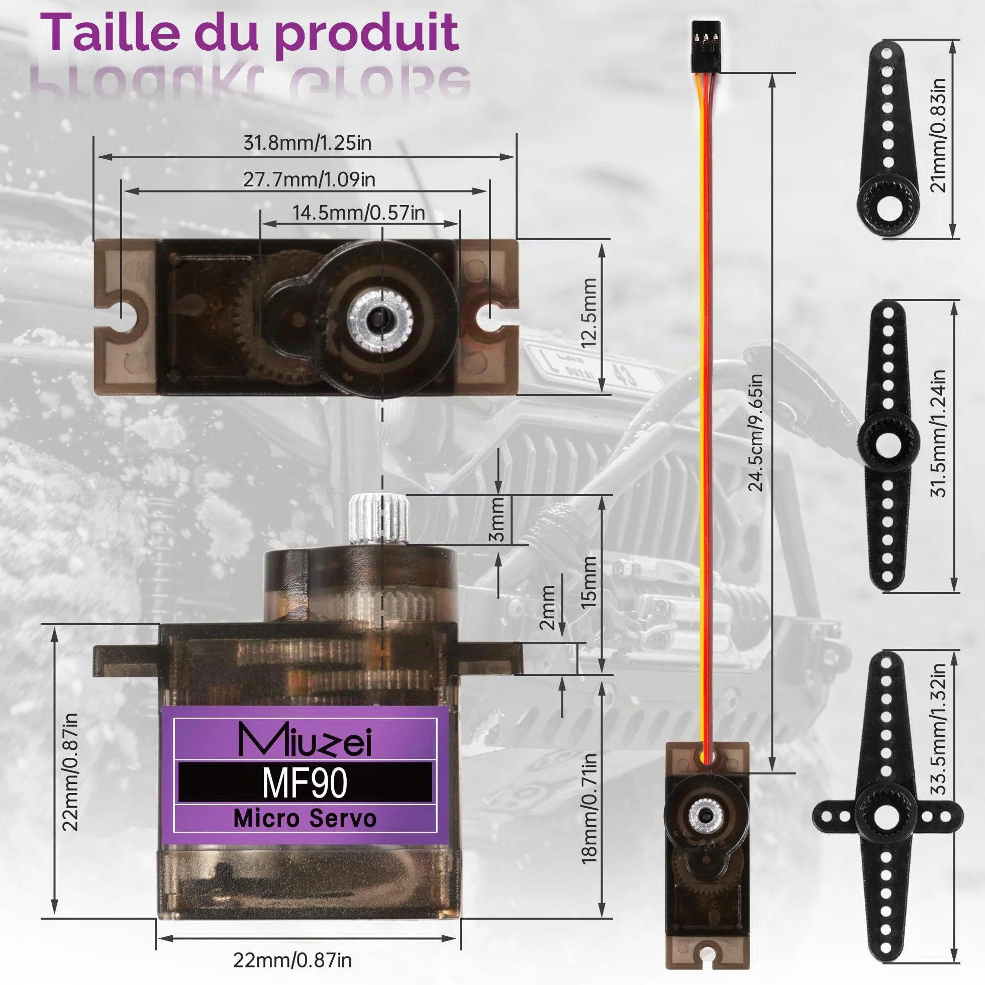 Miuzei Lot de 10 Engrenages Servomoteurs en Métal RC 9G Micro Servo 180° pour Arduino Robot Bras Avion Voiture Bateau